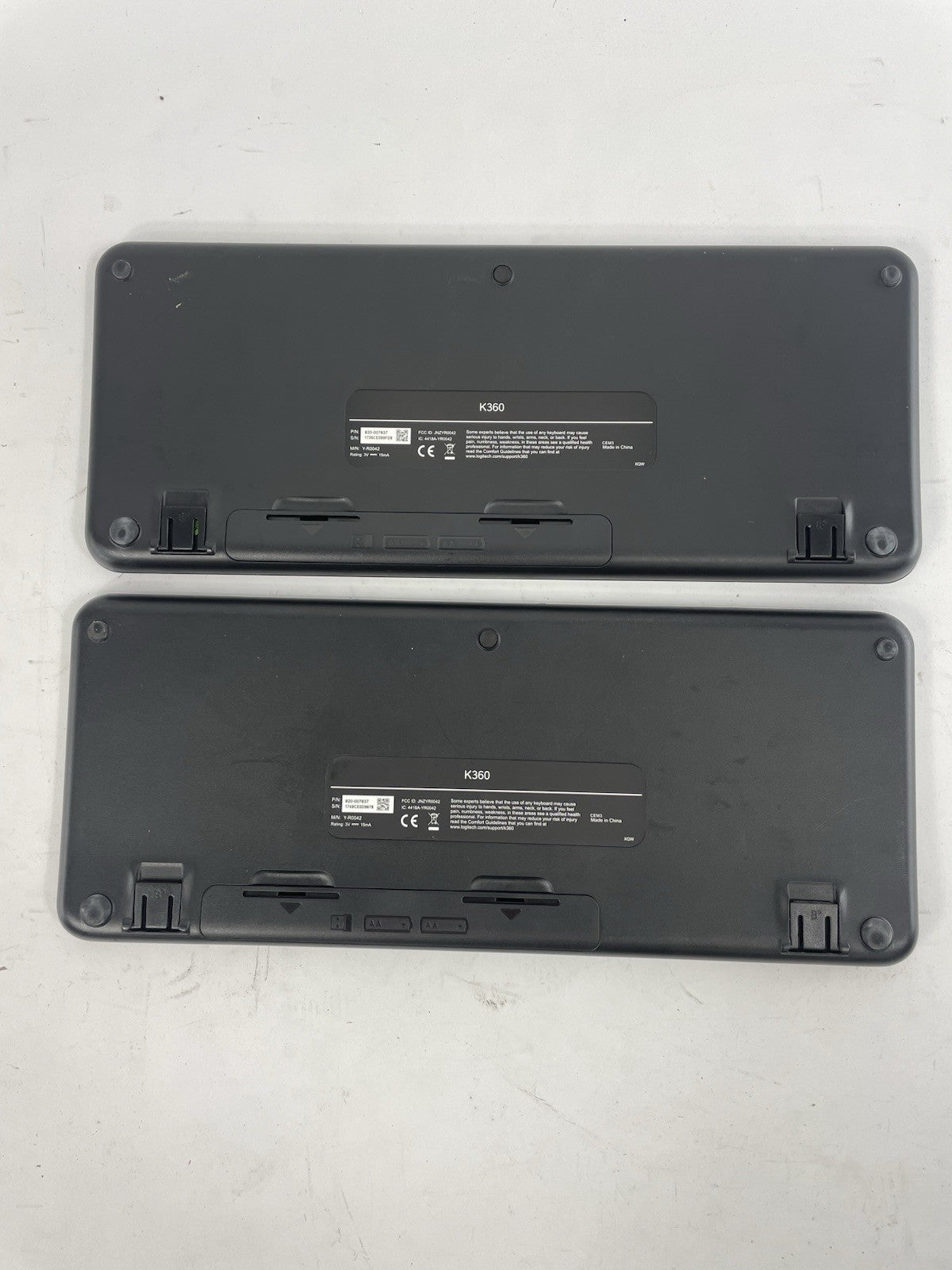 LOT OF 2 Logitech K360 Wireless Keyboard Glossy Black No Dongle Included