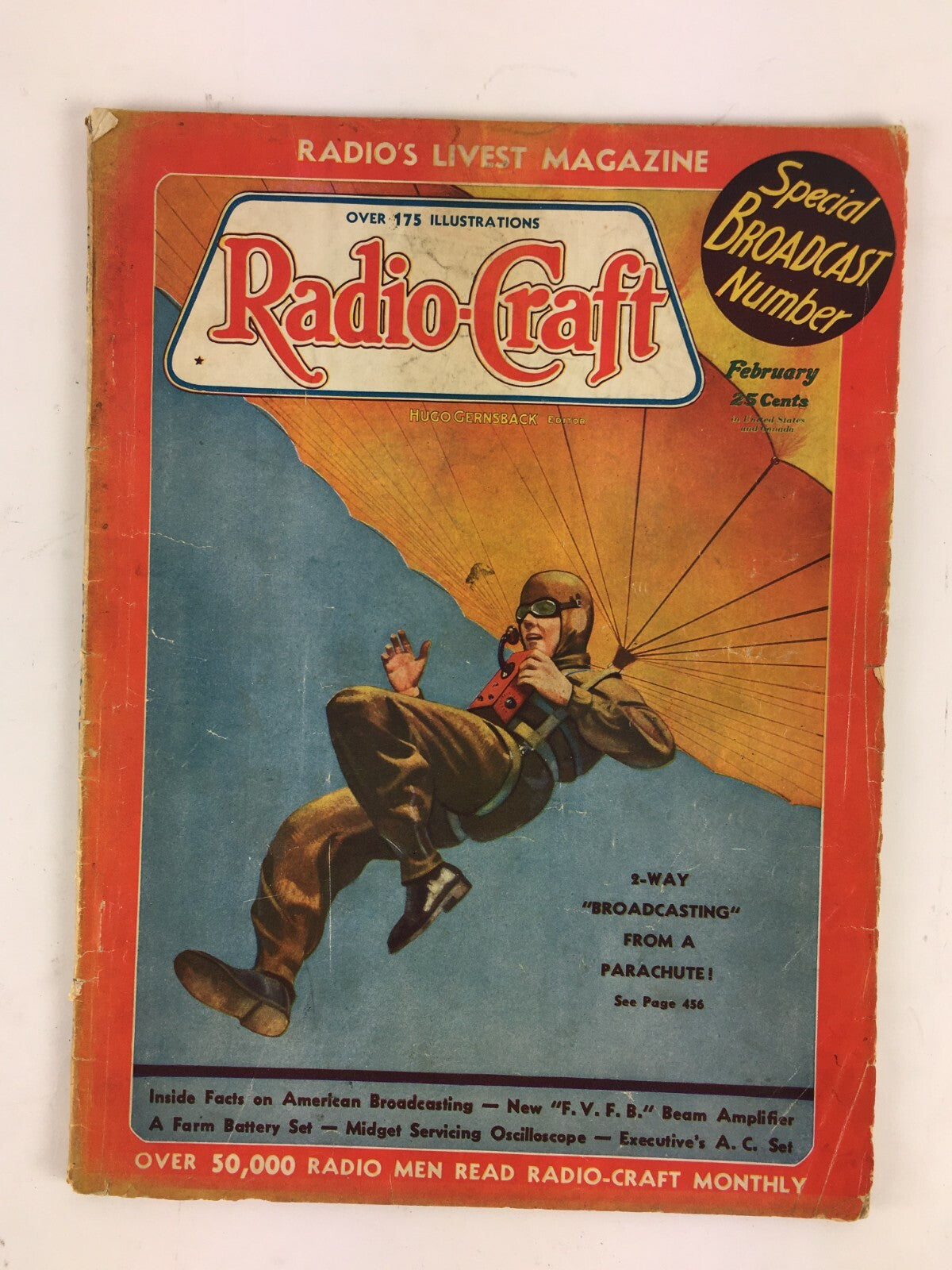 February Radio Craft Hugo Gernsback Magazine 2-Way Broadcasting From a Parachute
