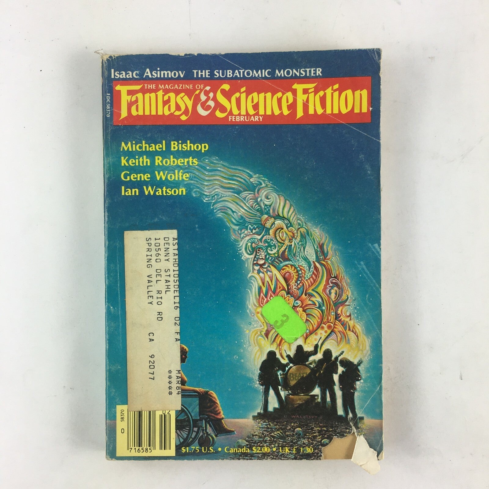 February Fantasy & Science Fiction Magazine MichaelBishop KeithRoberts GeneWolfe