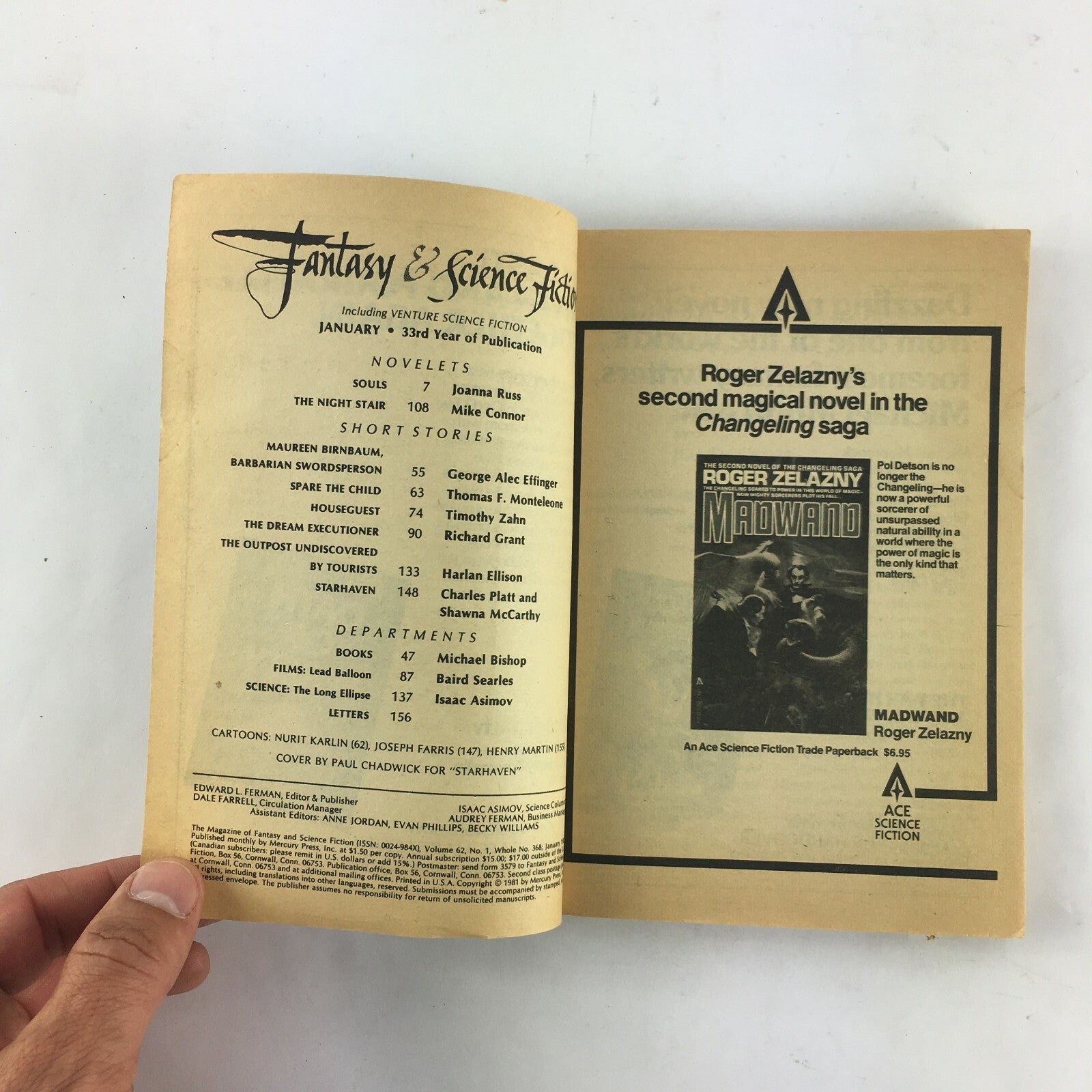 January Fantasy&Science Fiction Magazine George Alec Effinger Harlan Ellison