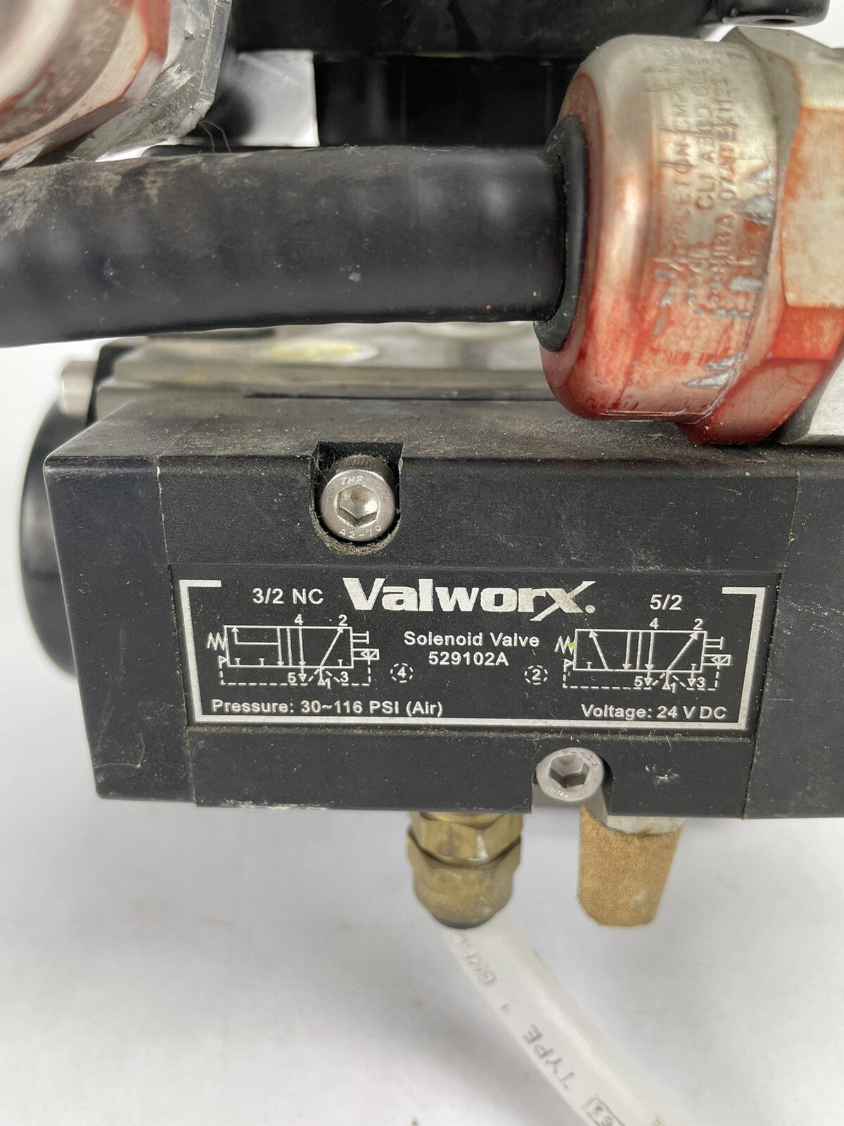 Valworx SR63 spring return pneumatic air actuator with solenoid and limit switch