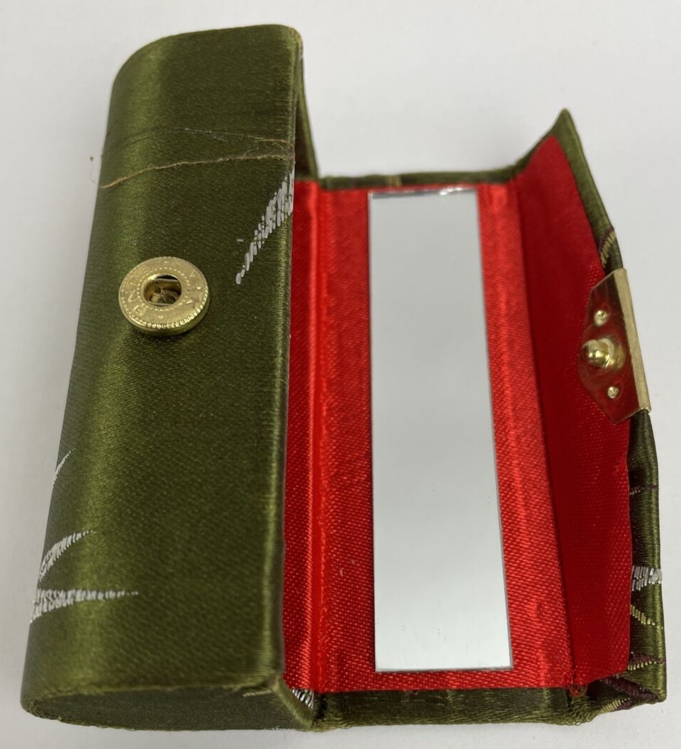 Chinese Silk Coin Purse And Silk Lipstick Holder with Mirror & Pouch VGC LOOK