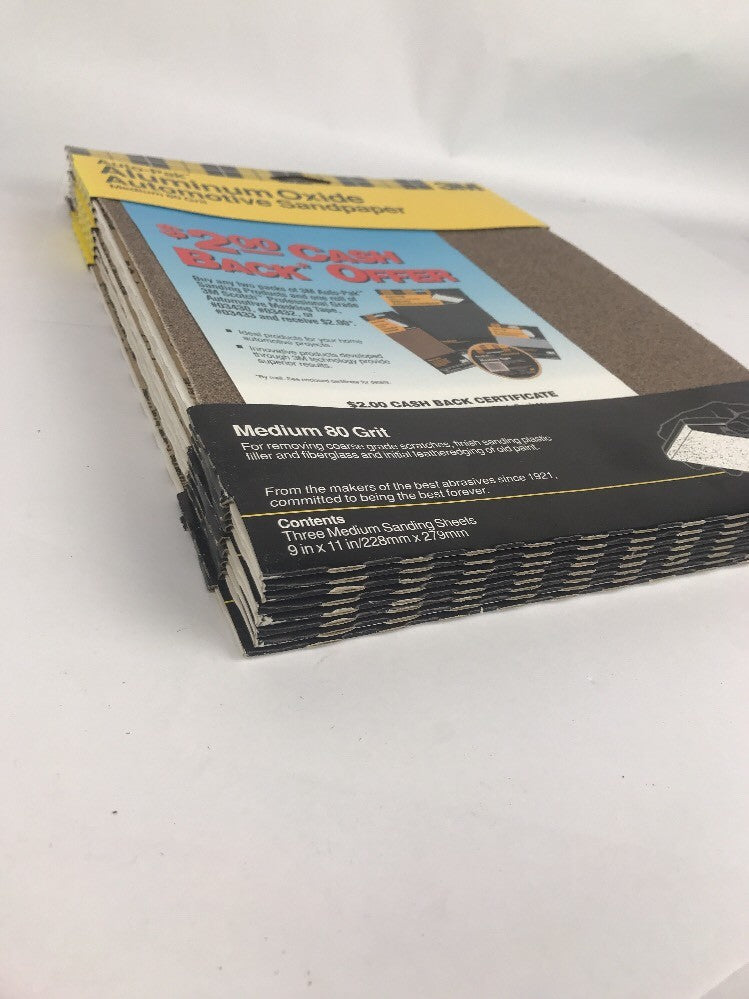 3M AutoPak Automotive Sandpaper Medium 80 Grit 9 x 11 Aluminum Oxide 24 Sheets