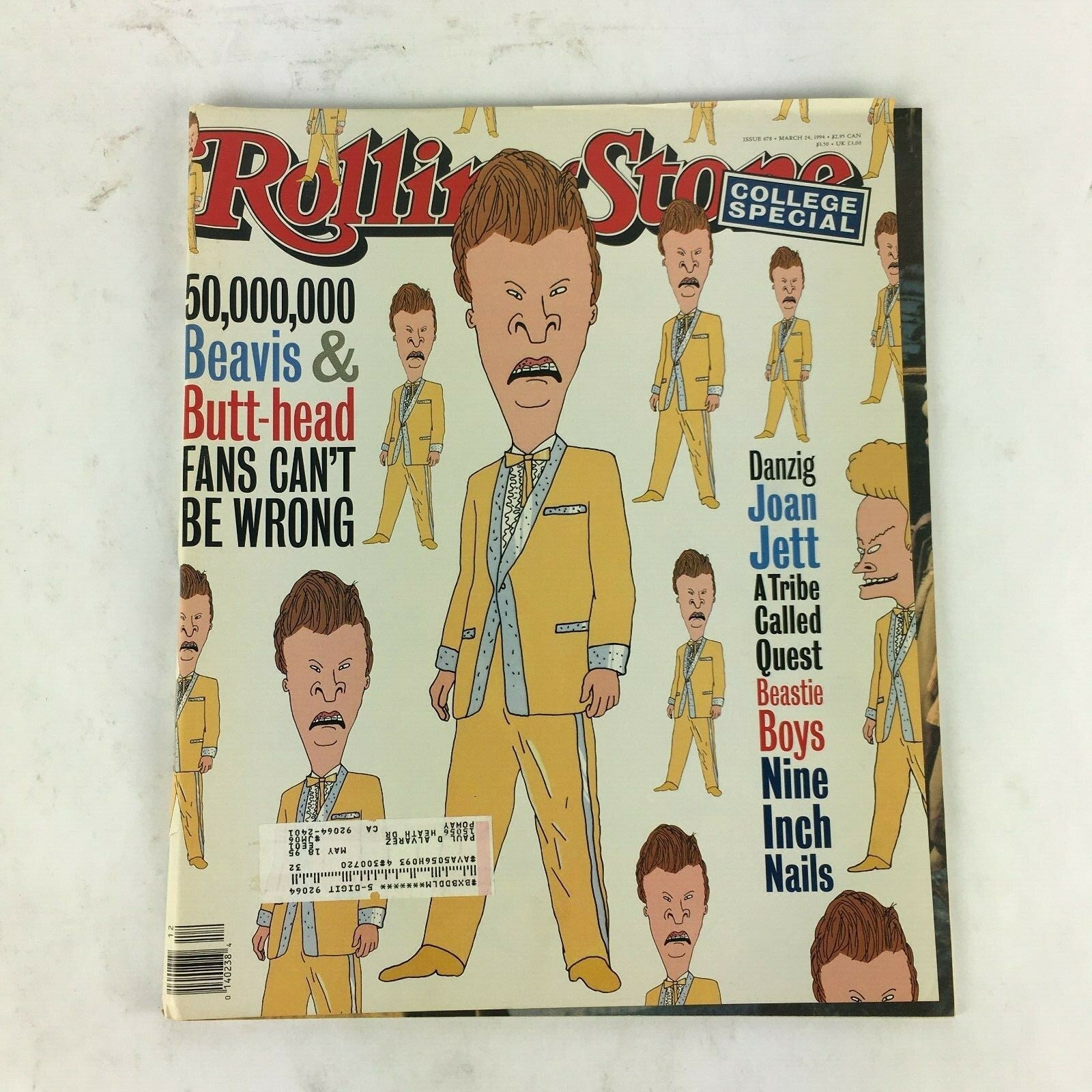 March 1994 RollingStone Magazine Beavis & Butt head Fans Can't Be Wrong JoanJett