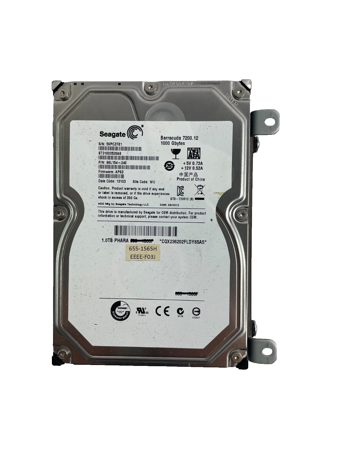 Seagate Barracuda 7200. 12 Model ST31000528AS Internal Hard Drive Cache 32MB