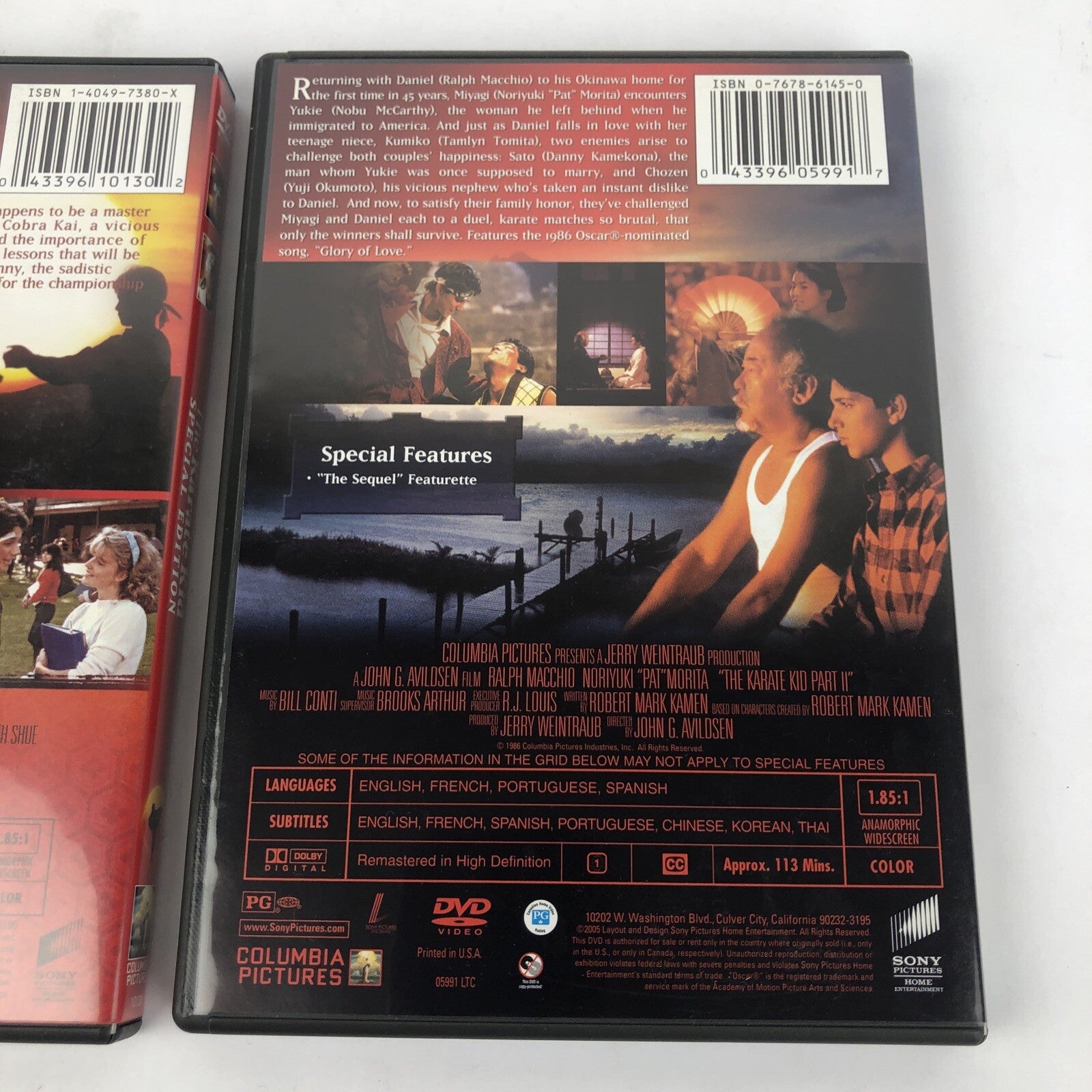 The Karate Kid , The Karate Kid II DVD LOT RALPH MACCHIO PAT MORITA - Mint Discs