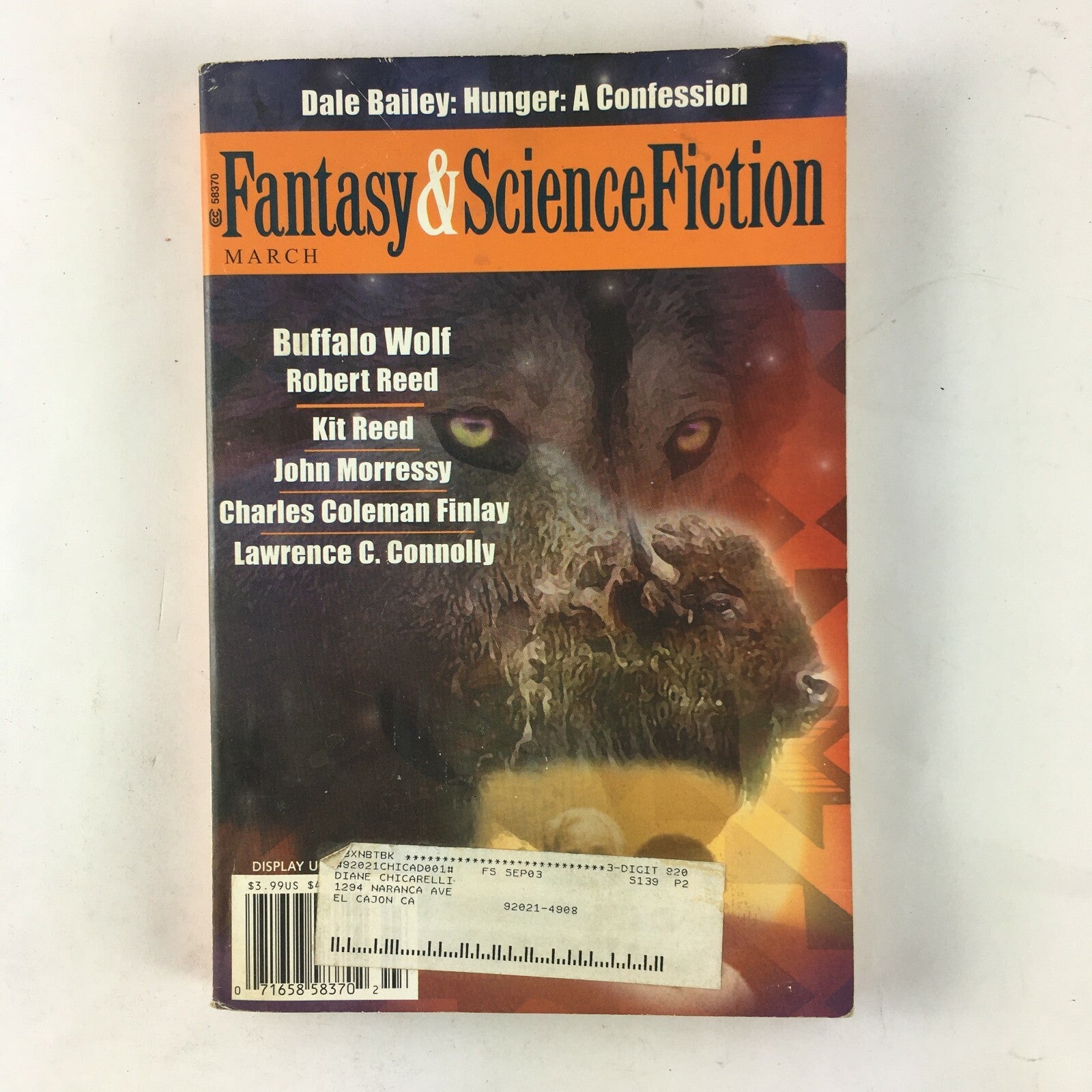 March Fantasy&Science Fiction Magazine Buffalo Wolf Robert Reed Kit Reed John