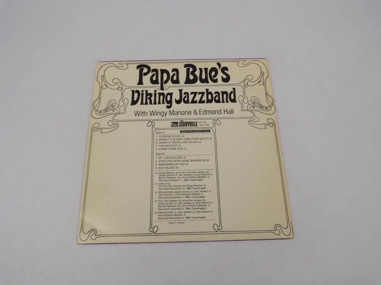 Papa Bue's Diking Jazzband With Wingy Manone & Edmond Hall Vinyl Record