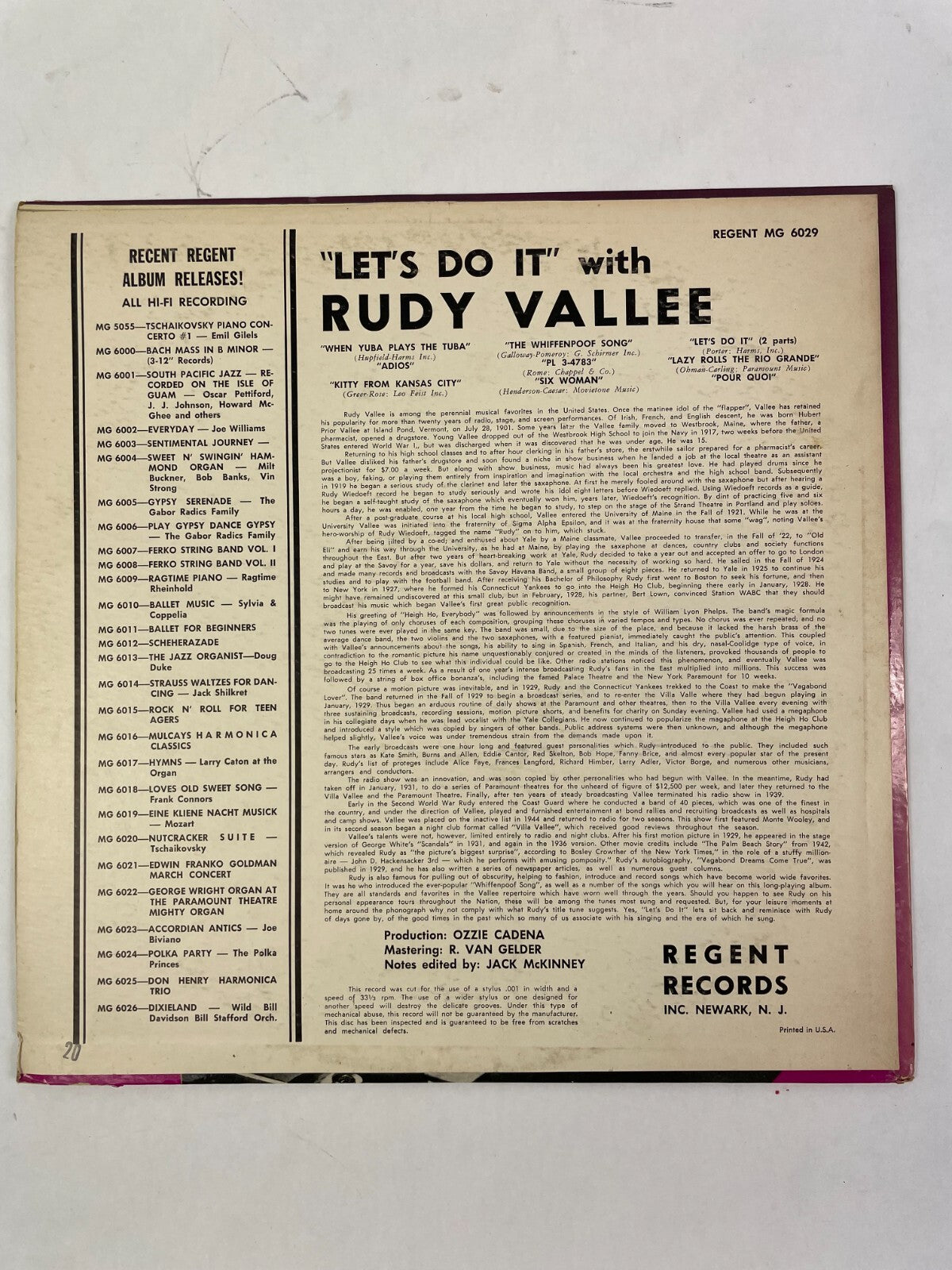 Lets Do It with Rudy Vallee When Yuba Plays The Tuba Kitty From Vinyl Record