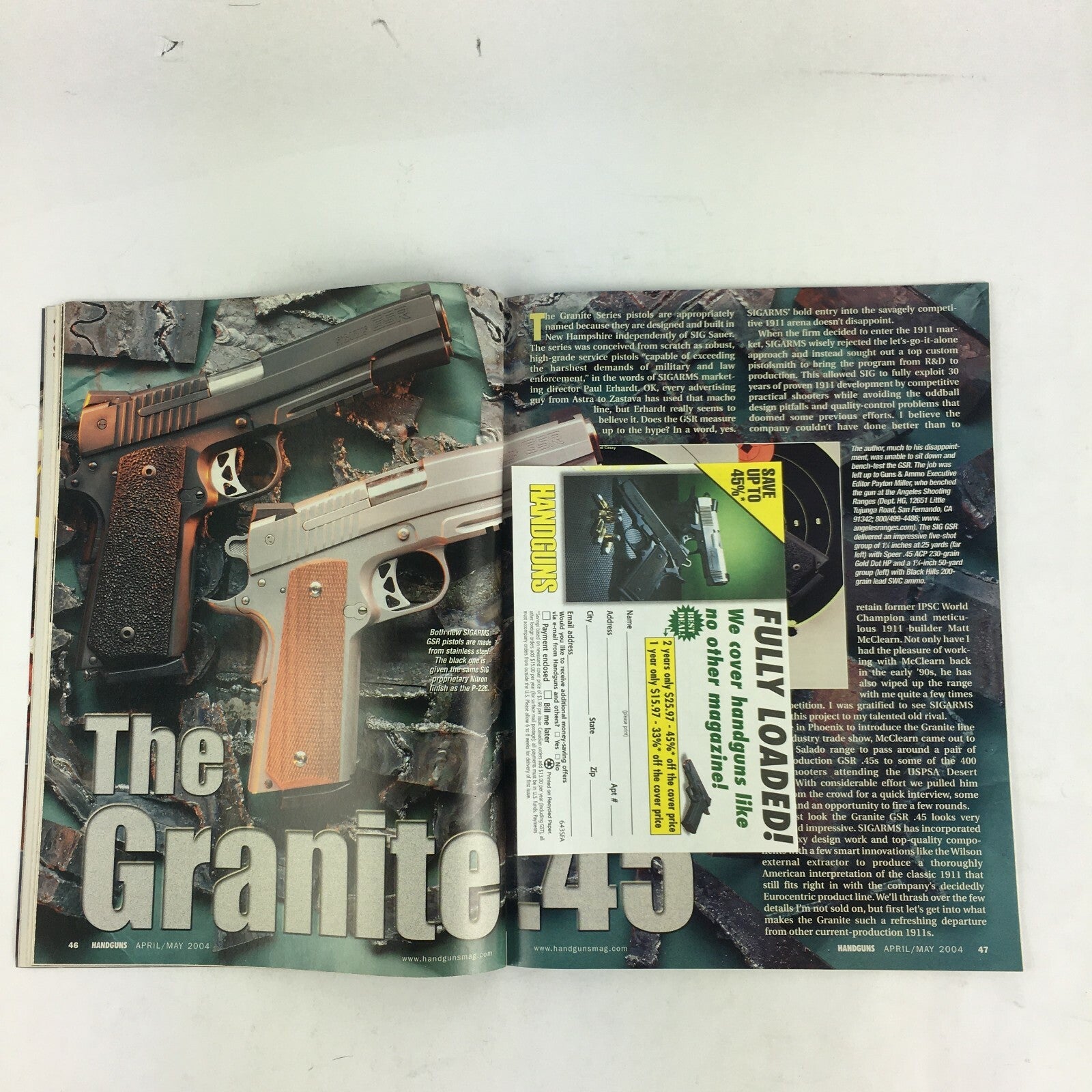 May 2004 Guns&Ammo Handguns Magazine Rock Solid.45 1911 From Sigarms SW99 .45ACP