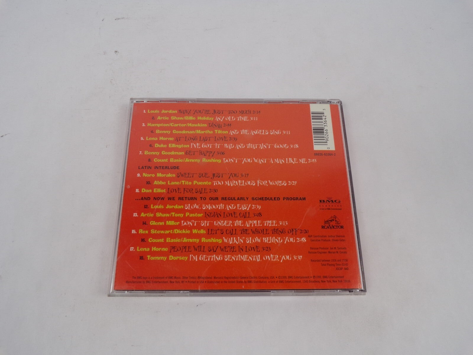 Lovers Swing Louis Jordan Arrie Shaw/Billie Holiday Hampton/Carter/Hawkins CD#68