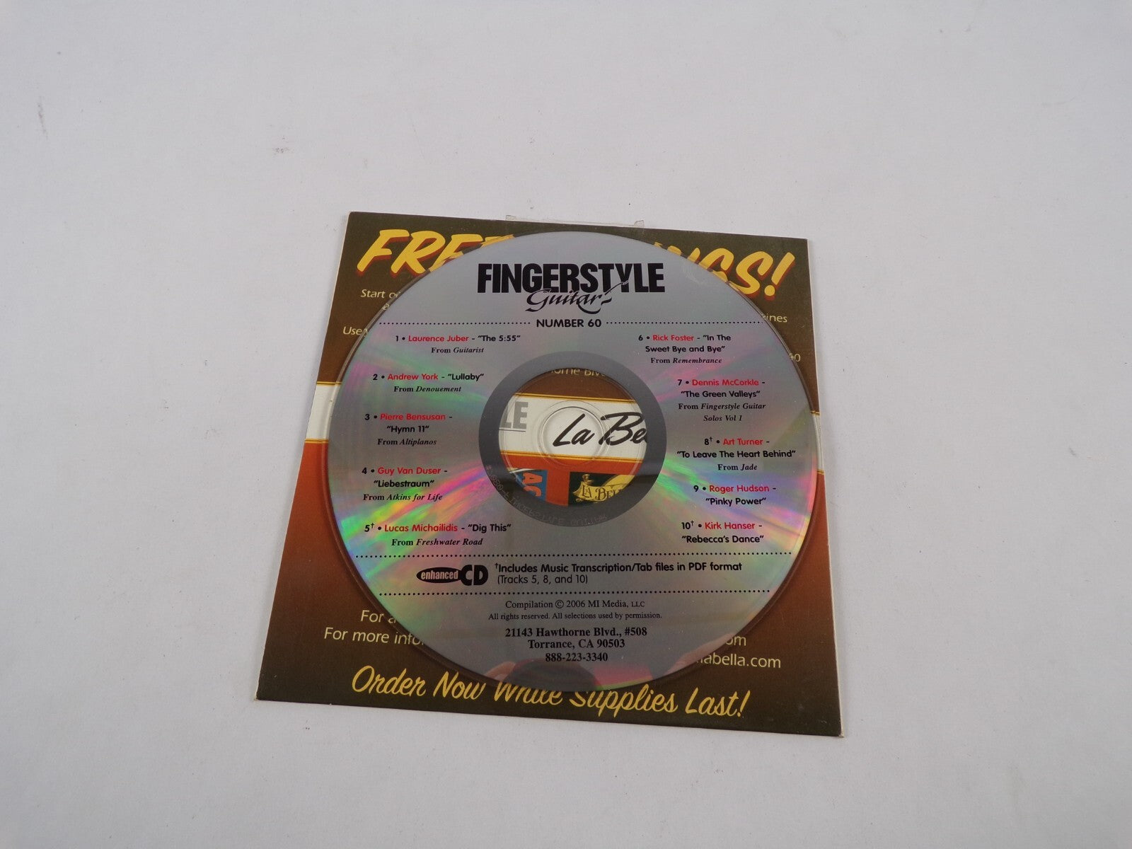 Free Strings! Finger Style Guitar La Bella Order Now White Supplies Last CD#2