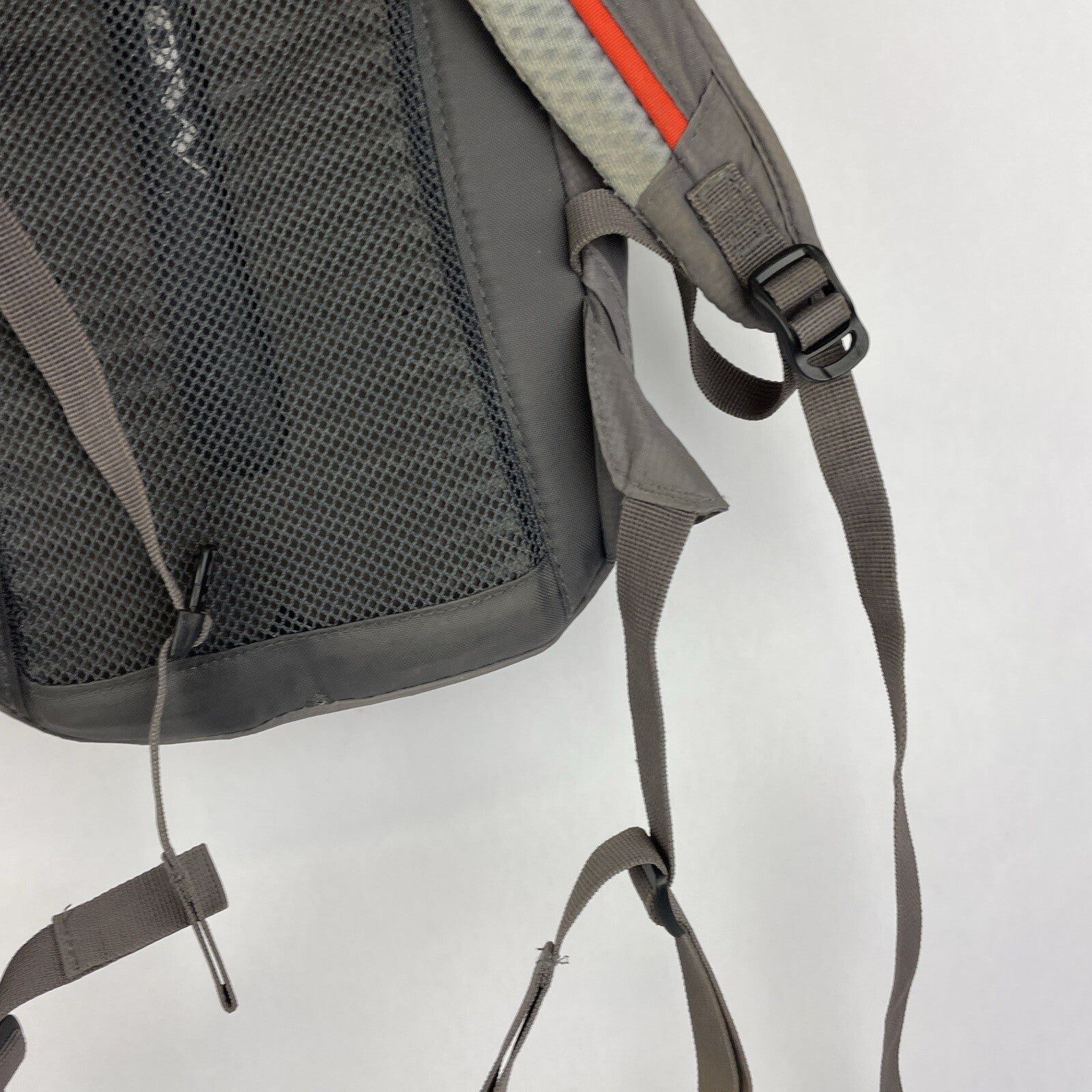 High Sierra Visalia gray hydration backpack with adjustable straps and mesh back panel.