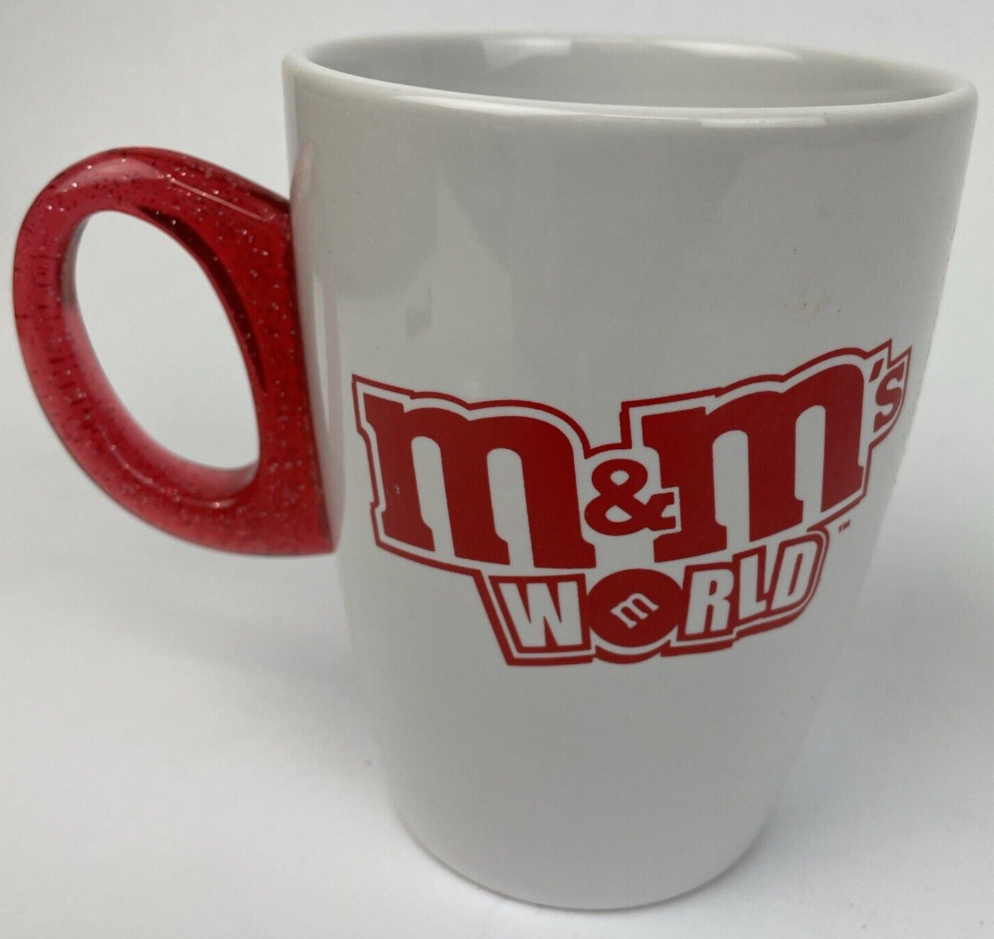 M&M’s World Red Character Ceramic Coffee Cocoa Mug Tea Cup 12oz Clear Red Handle