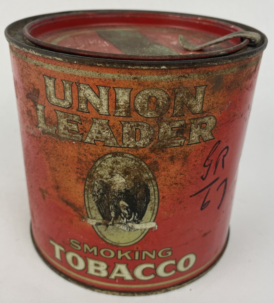Vintage Empty Union Leader Smoking Tobacco Tin Can Louisville KY 14 Oz