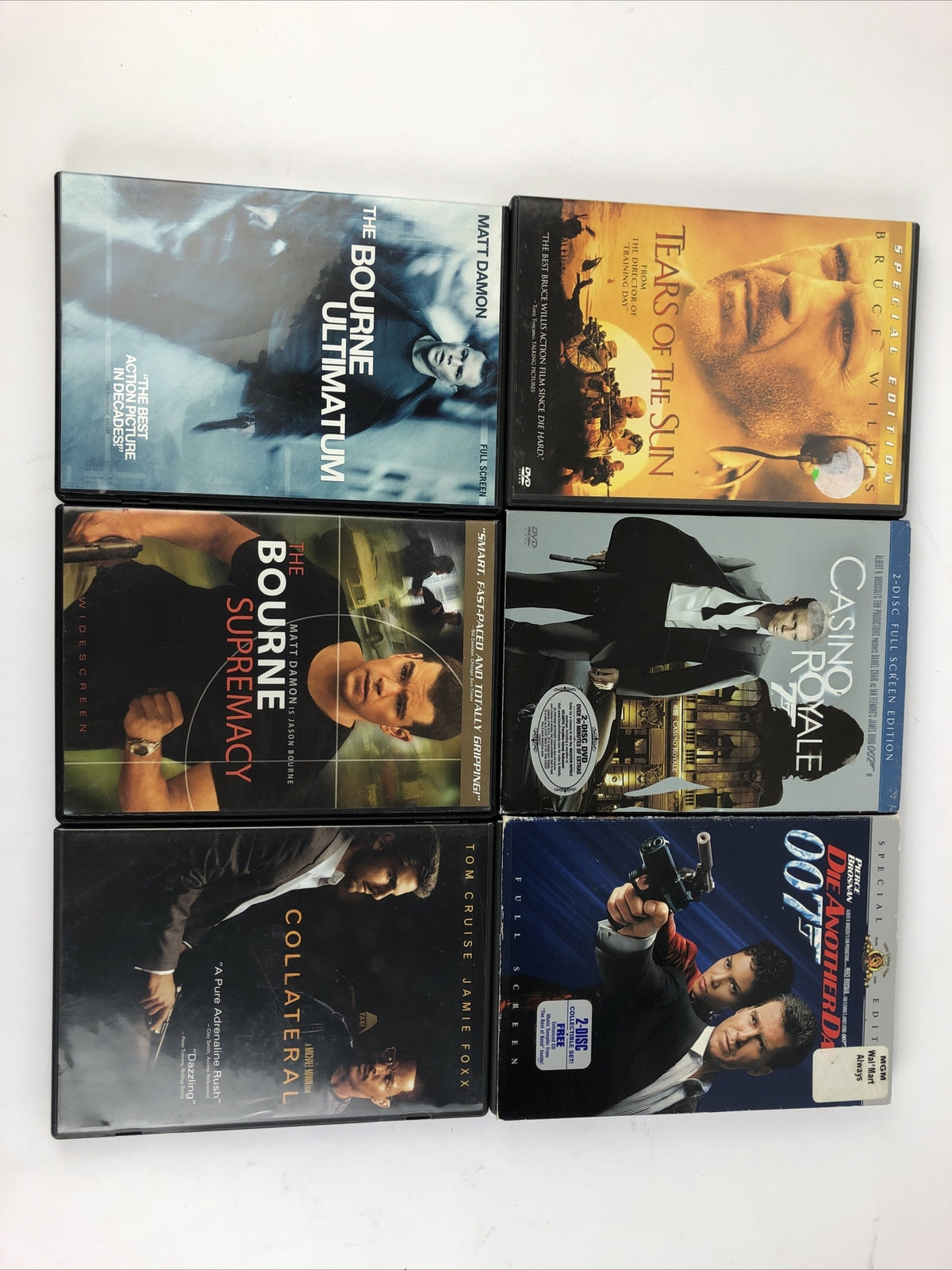 Action DVD Lot Of 6: The Bourne Supremacy, Collateral, 007, Tears of the Sun