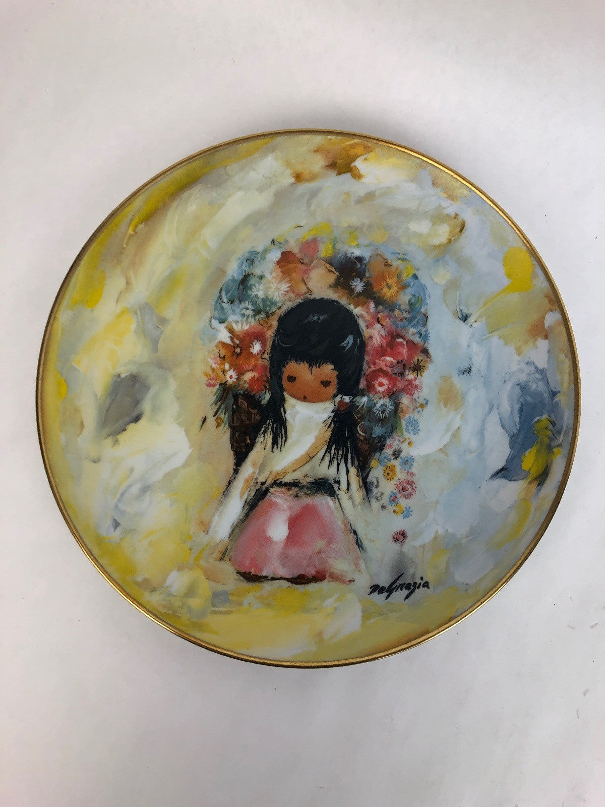 DE GRAZIA THE FLOWER GIRL 1978 10 1/2 Limited Edition China Plate #7219 - 10,000