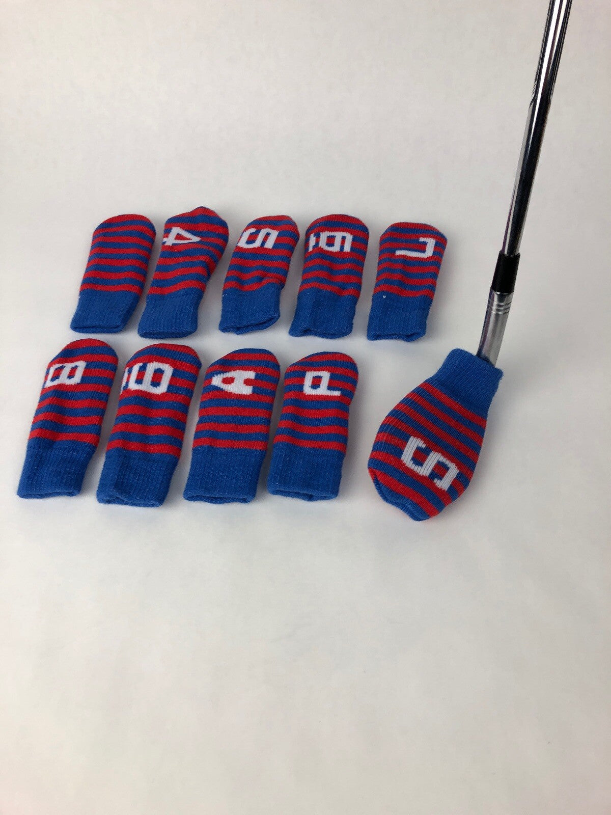 RARE Forbos FBSIC-F Premium Golf Iron CluForbos FBSIC-F 10 piece golf iron head covers blue red stripe setb Head Cover(10pcs) BLUE / RED STRIPE