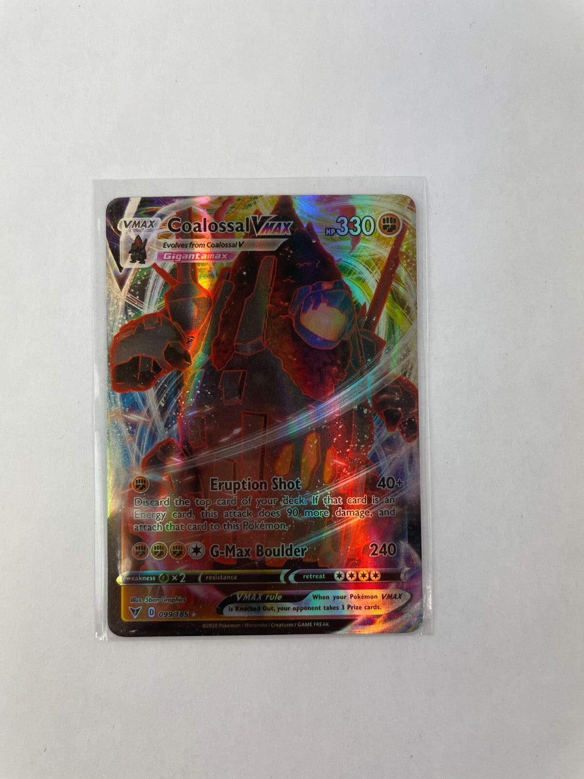 Pokemon Coalossal Vmax HP 330 Eruption Shot 40+ G-Max Boulder 240 099/185