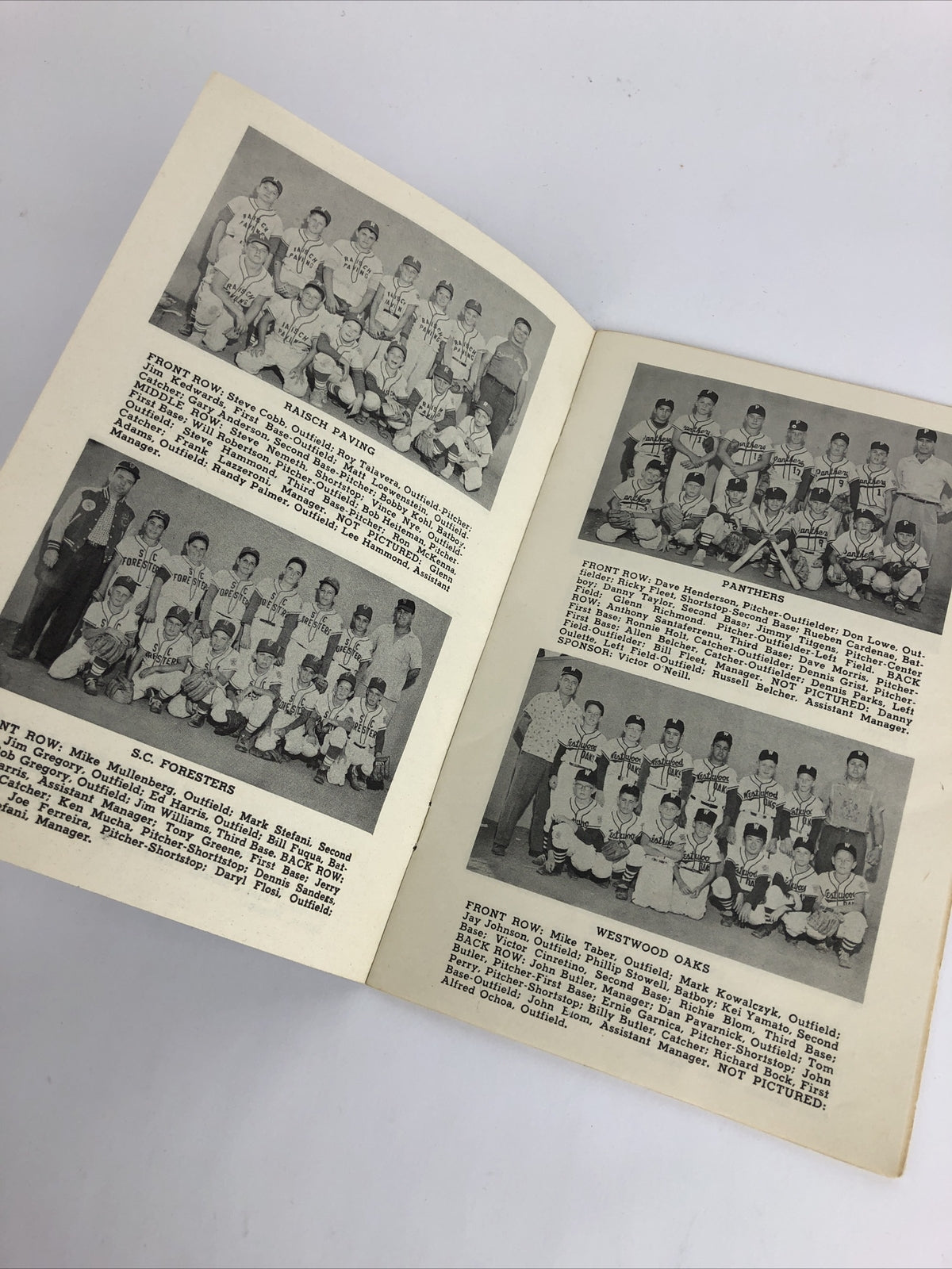 Santa Clara California Little League Baseball Manual / Program / Roster / Book
