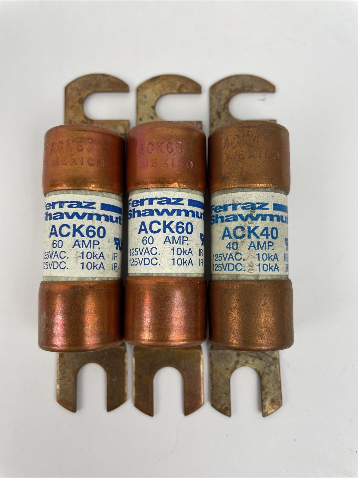 3 Ferraz Shawmut Forklift and Truck Time Delay Fuses 60A 125VAC/DC Qty. 3 ACK60