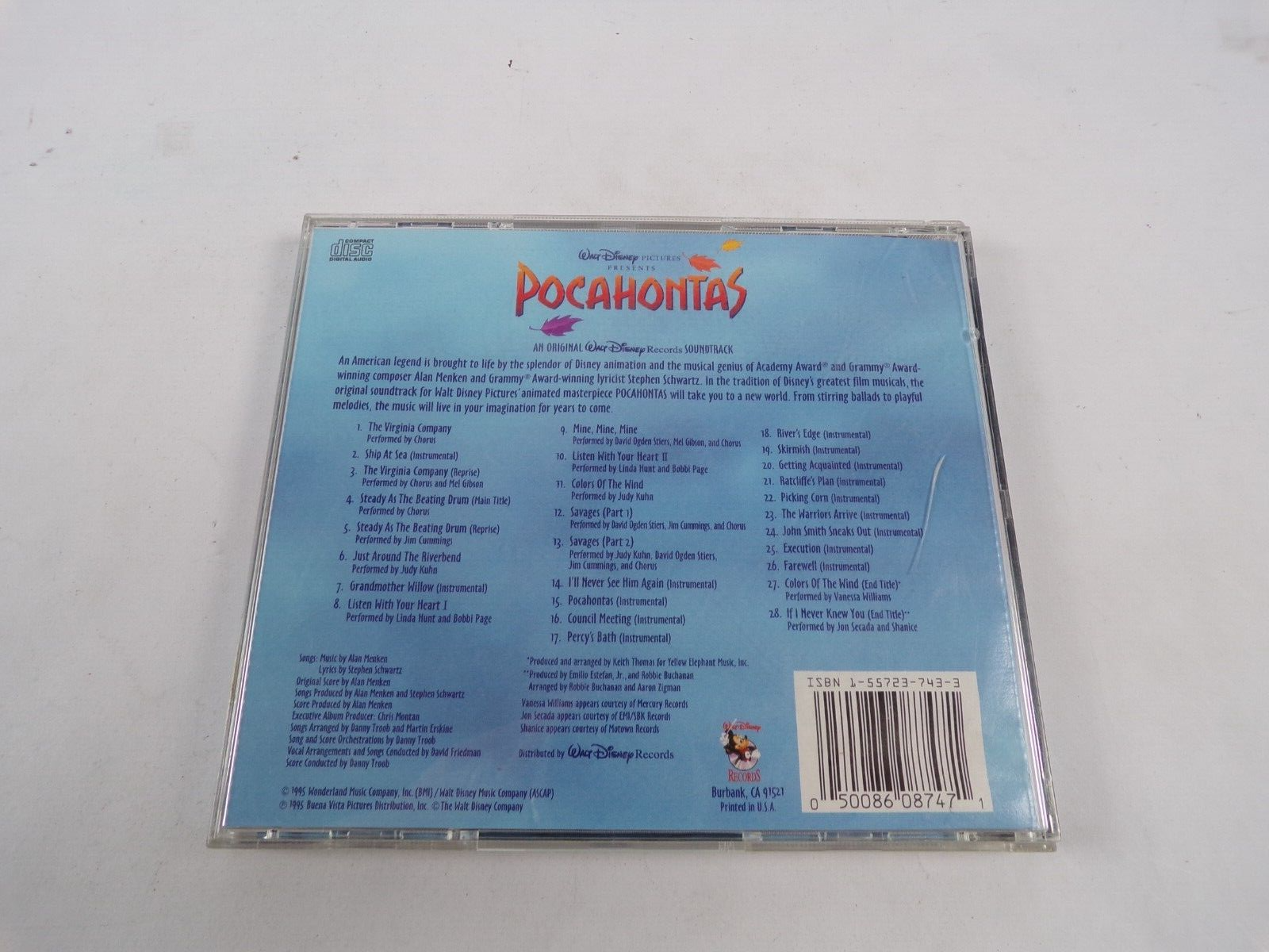 Pocahontas Music From The Original Walt Disney Records Sound Track CD#43