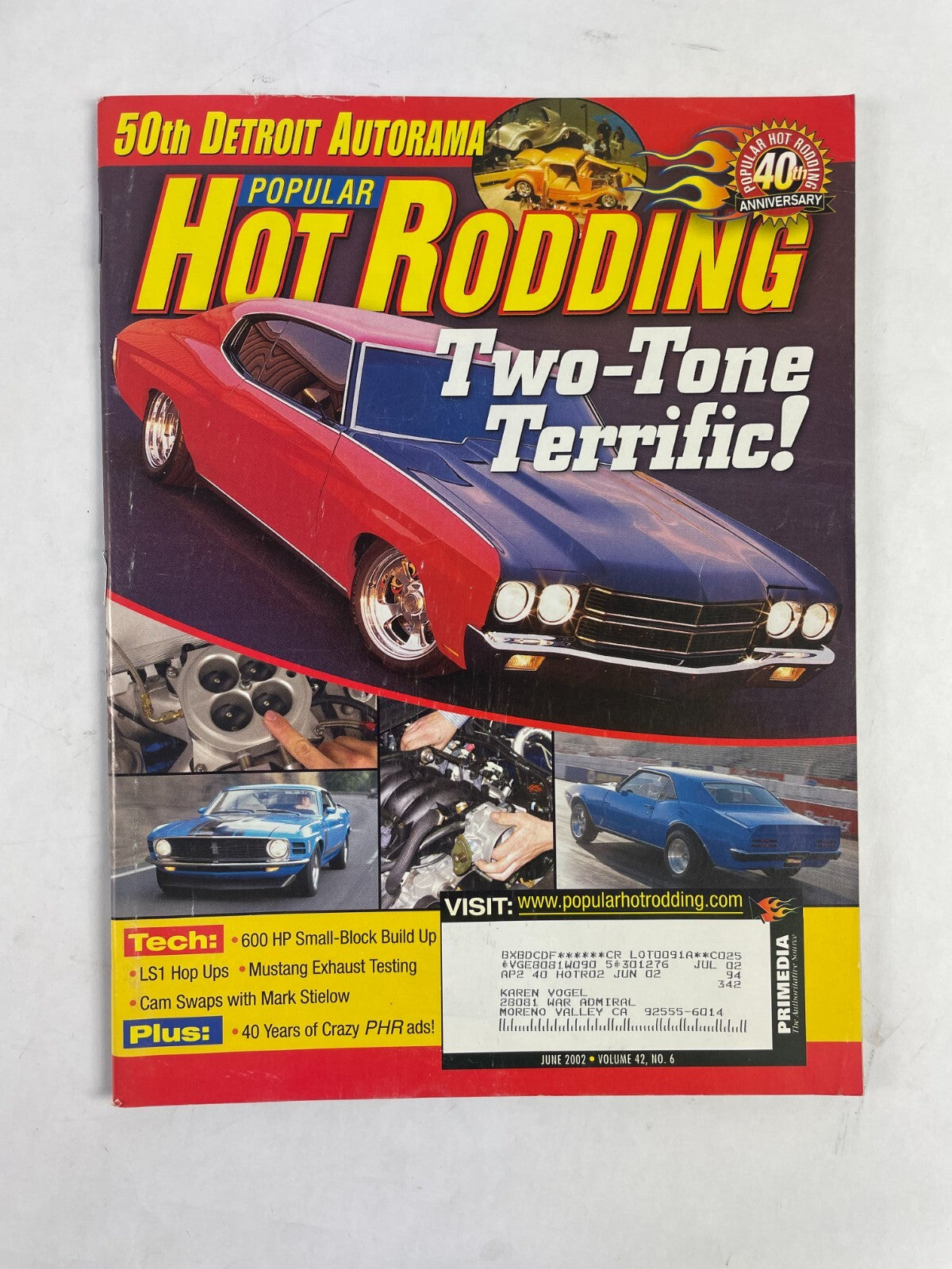 June 2002 Hot Rodding Magazine Two Tone Terrific 600 HP Small Block Build Up