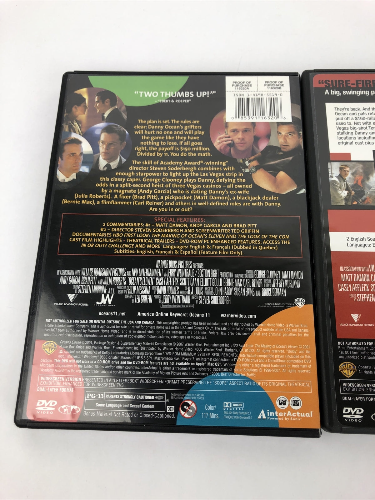 OCEAN'S ELEVEN TWELVE THIRTEEN TRILOGY (3) DVD Lot George Clooney Brad Pitt MINT