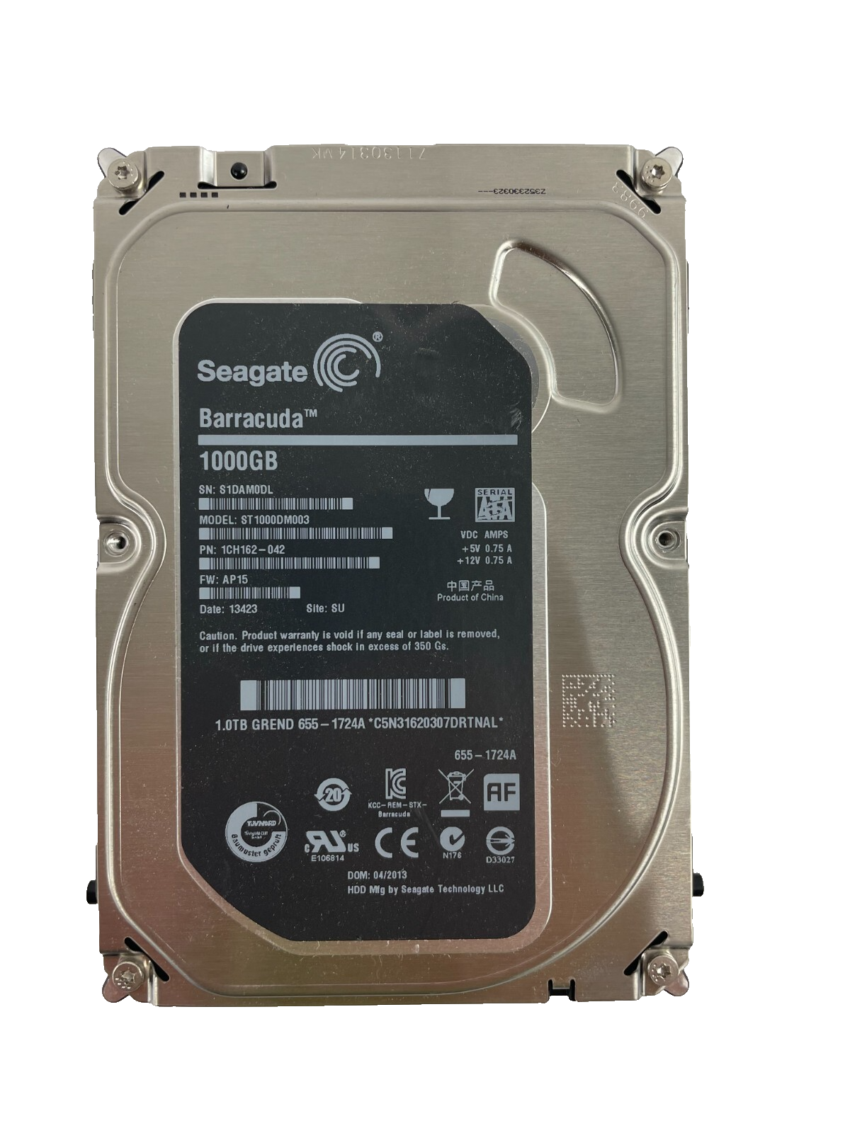 Seagate Barracuda Model ST1000DM003 1TB Internal Hard Drive Cache 64MB