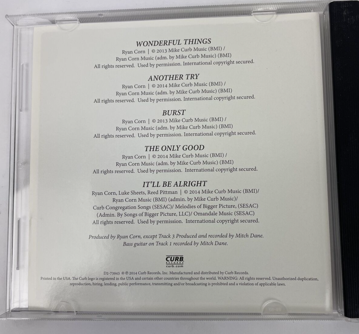 Ryan Corn - Ryan Corn Self Titled - Digital Audio CD 2014 Curb Records - CD