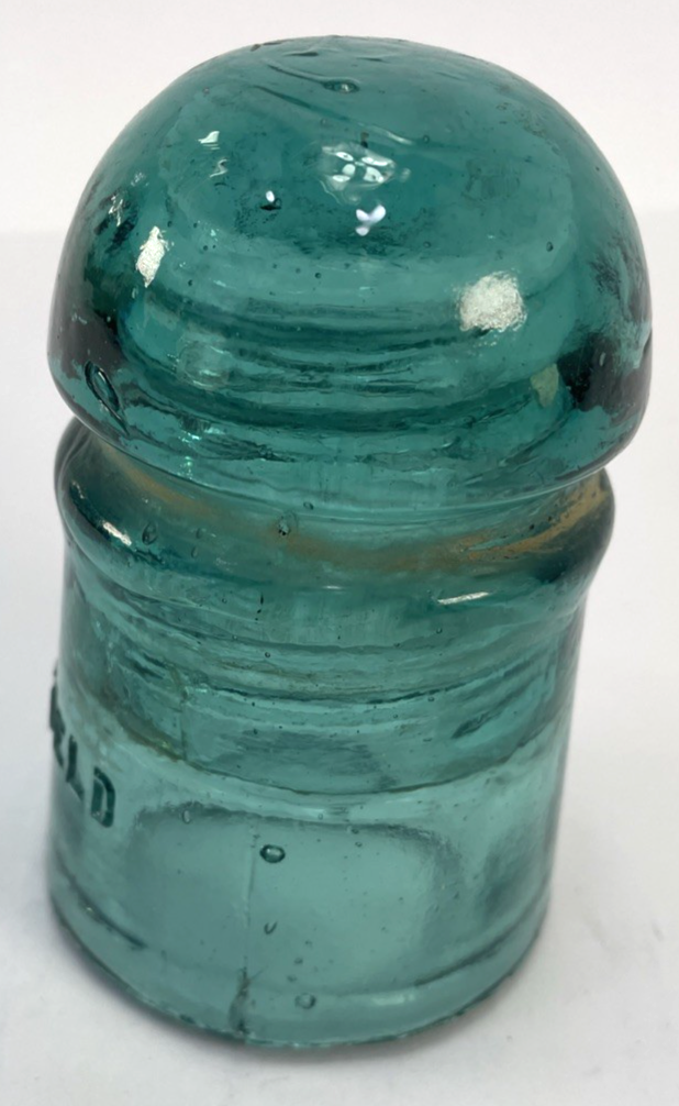 Antique Glass Pony Insulator - W Brookfield CD 102 Aqua Blue Green - #1