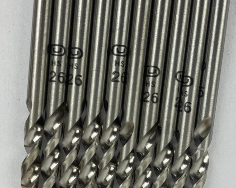 Lot of 10 x UNION #26 Jobber Length 3.71mm Cobalt Drill Bit 238- USA MADE - NEW