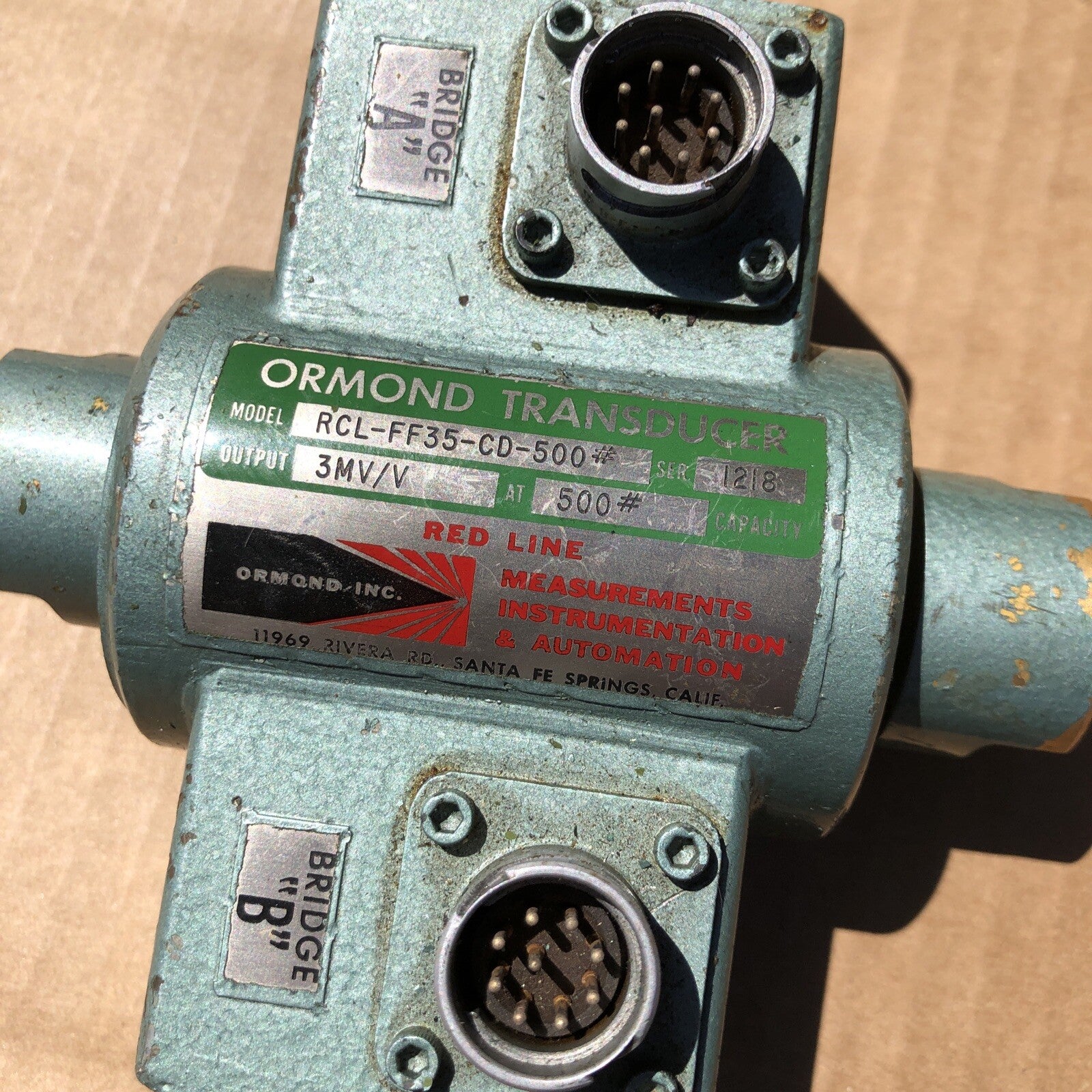Ormond RCL-FF35-CD-500# Load Cell Transducer 500 lbs 3mv/v LOOK