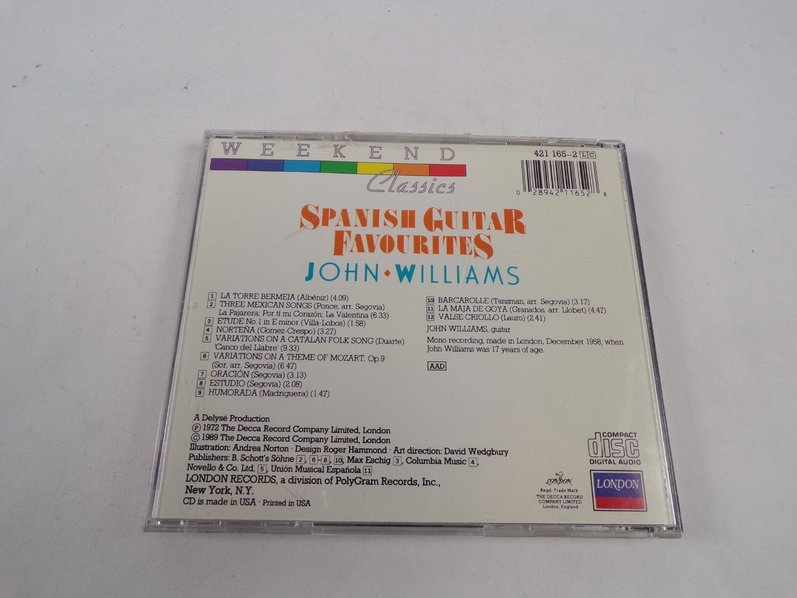 Spanish Guitar Favourites John Williams London CD#44
