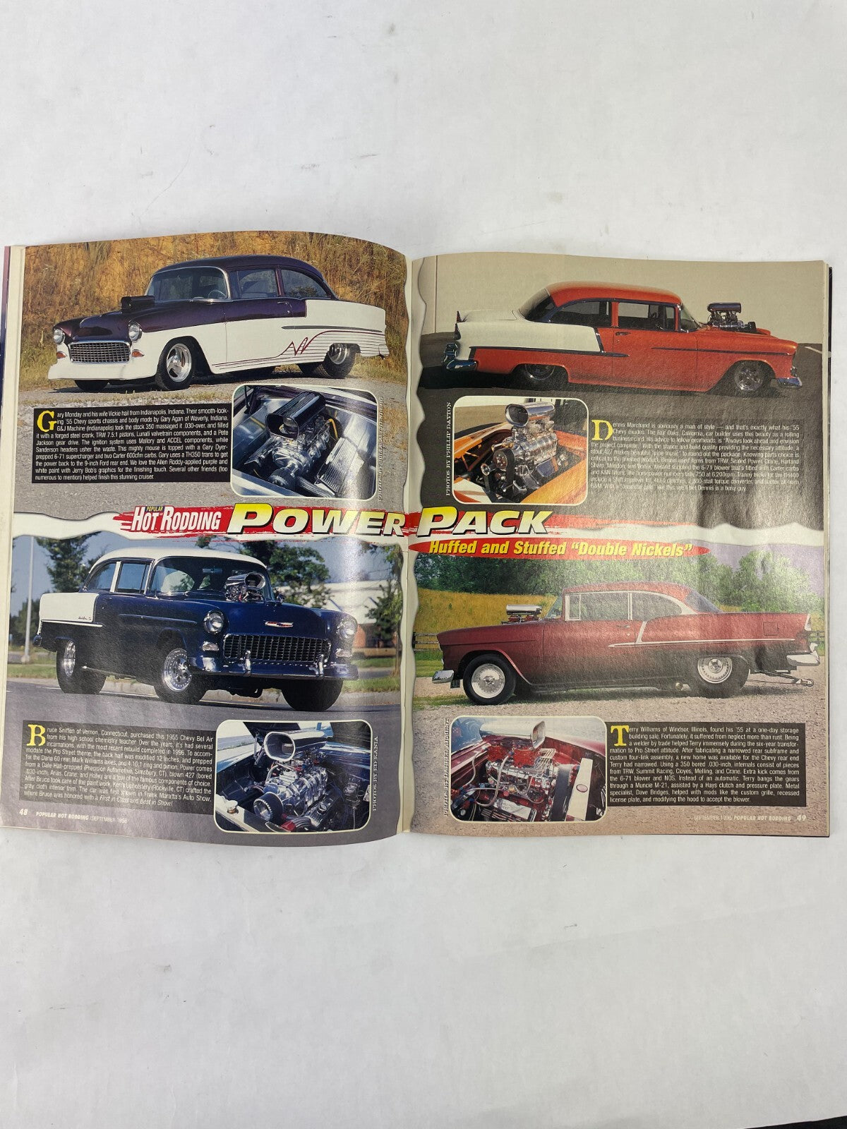 September 1998 Hot Rodding Magazinee Tri- 5 Phr Power Pack Huffed And Stuifed