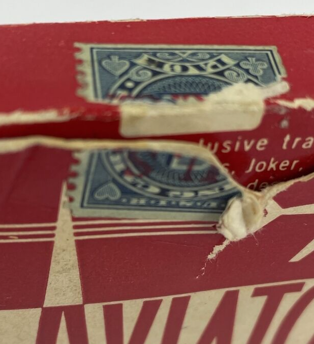 Vintage Aviator Playing Cards Deck Red White Box no. 914 Partial Tax Stamp - USA