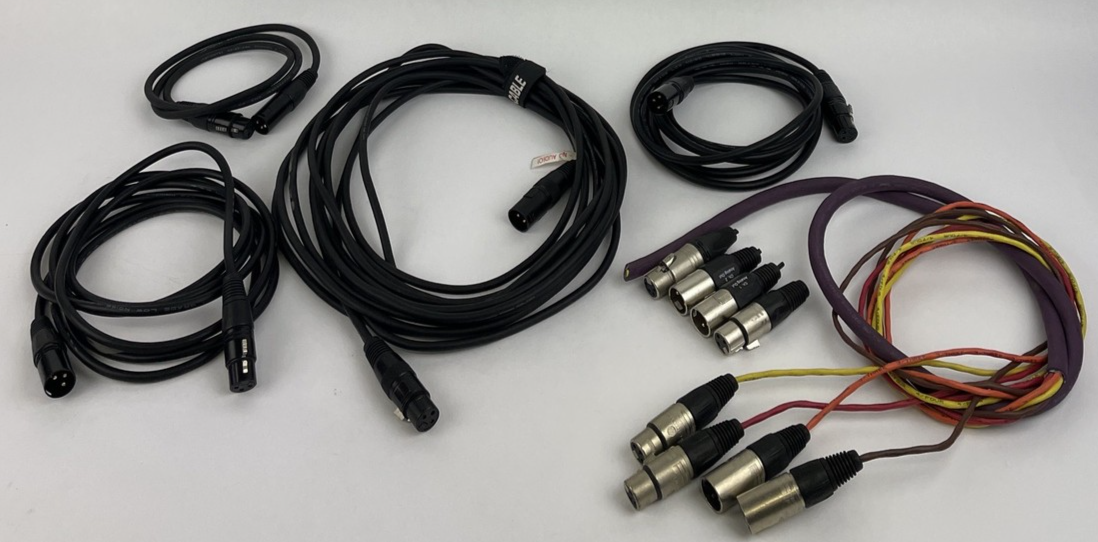 Lot Of 5 XLR 3 - pin XLR cables Male To Female Connections Assorted Lengths