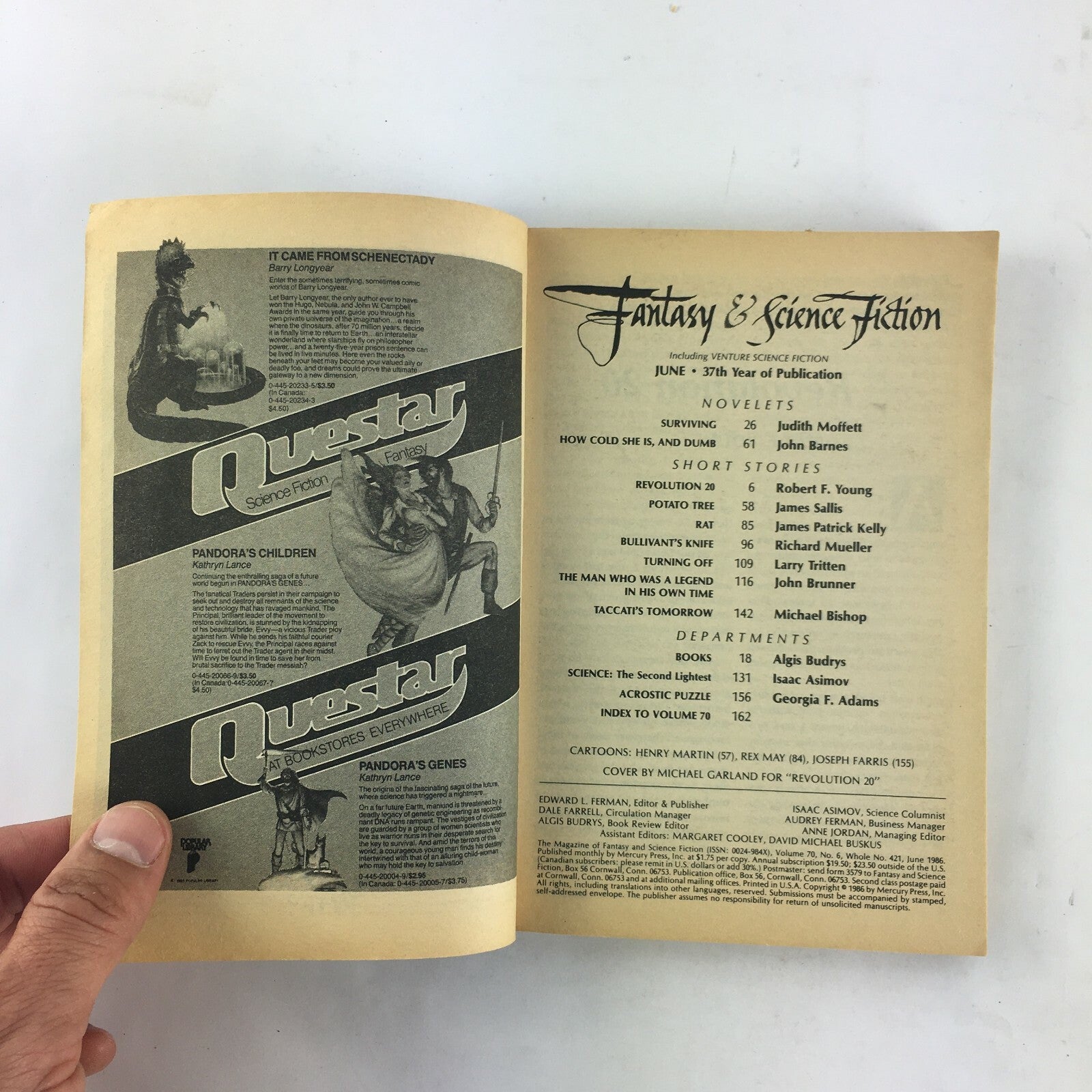 June Fantasy&Science Fiction Magazine James Patrick Kelly Richard Mueller John
