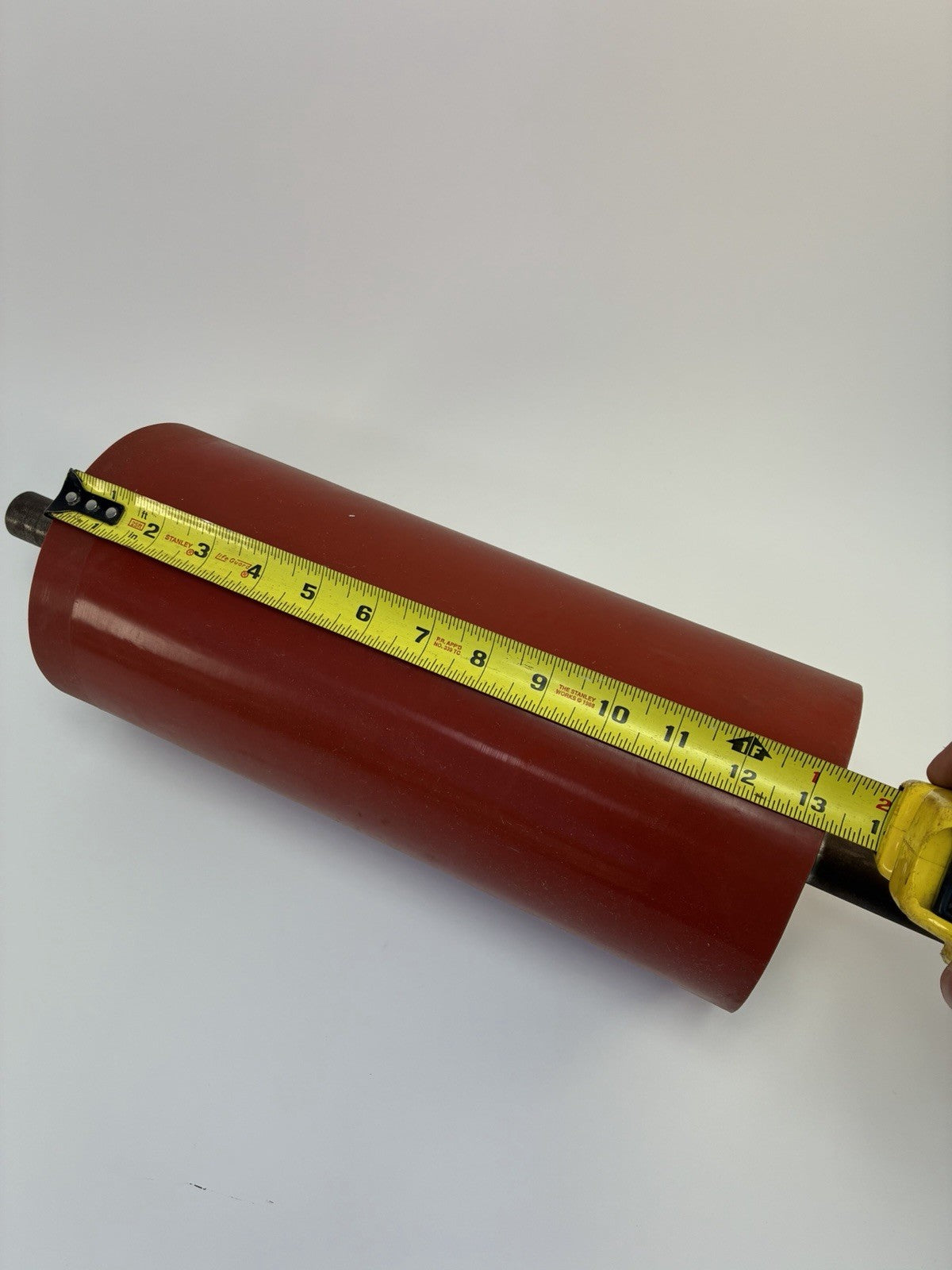 12" x 5.5" Red Rubber Conveyor Drum Roller 27.25mm Steel Shaft Industrial