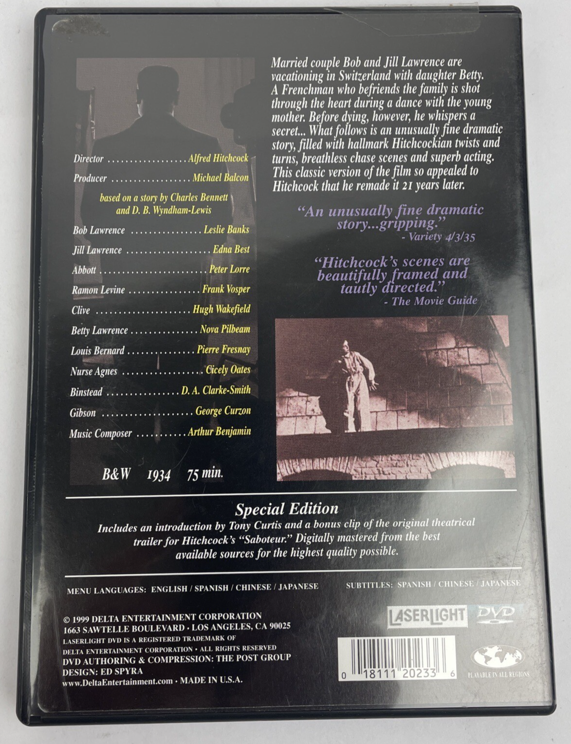 THE MAN WHO KNEW TOO MUCH DVD Video ALFRED HITCHCOCK SPECIAL EDITION