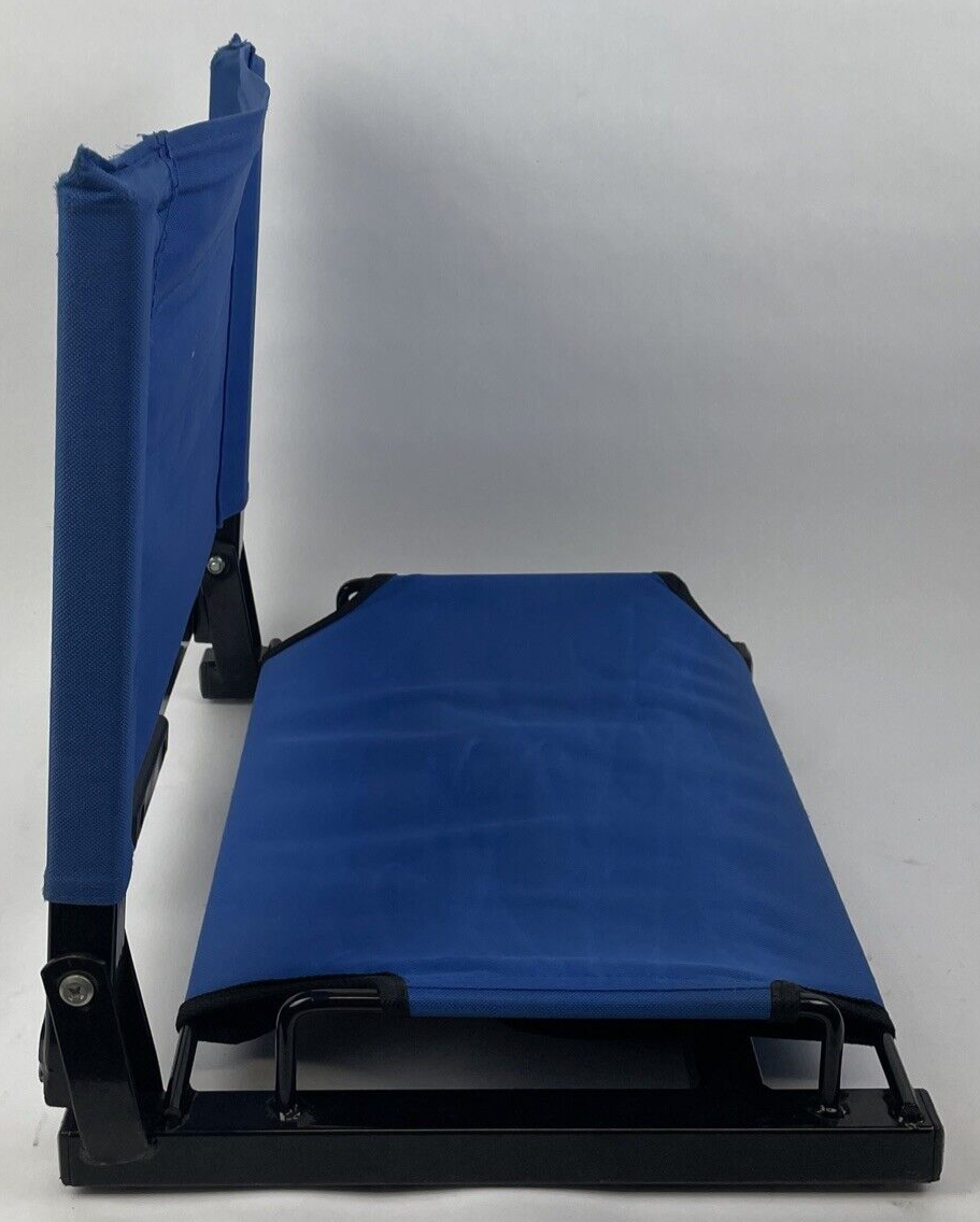 The Stadium Chair Company blue cushioned bleacher seat with EL TORO California branding.