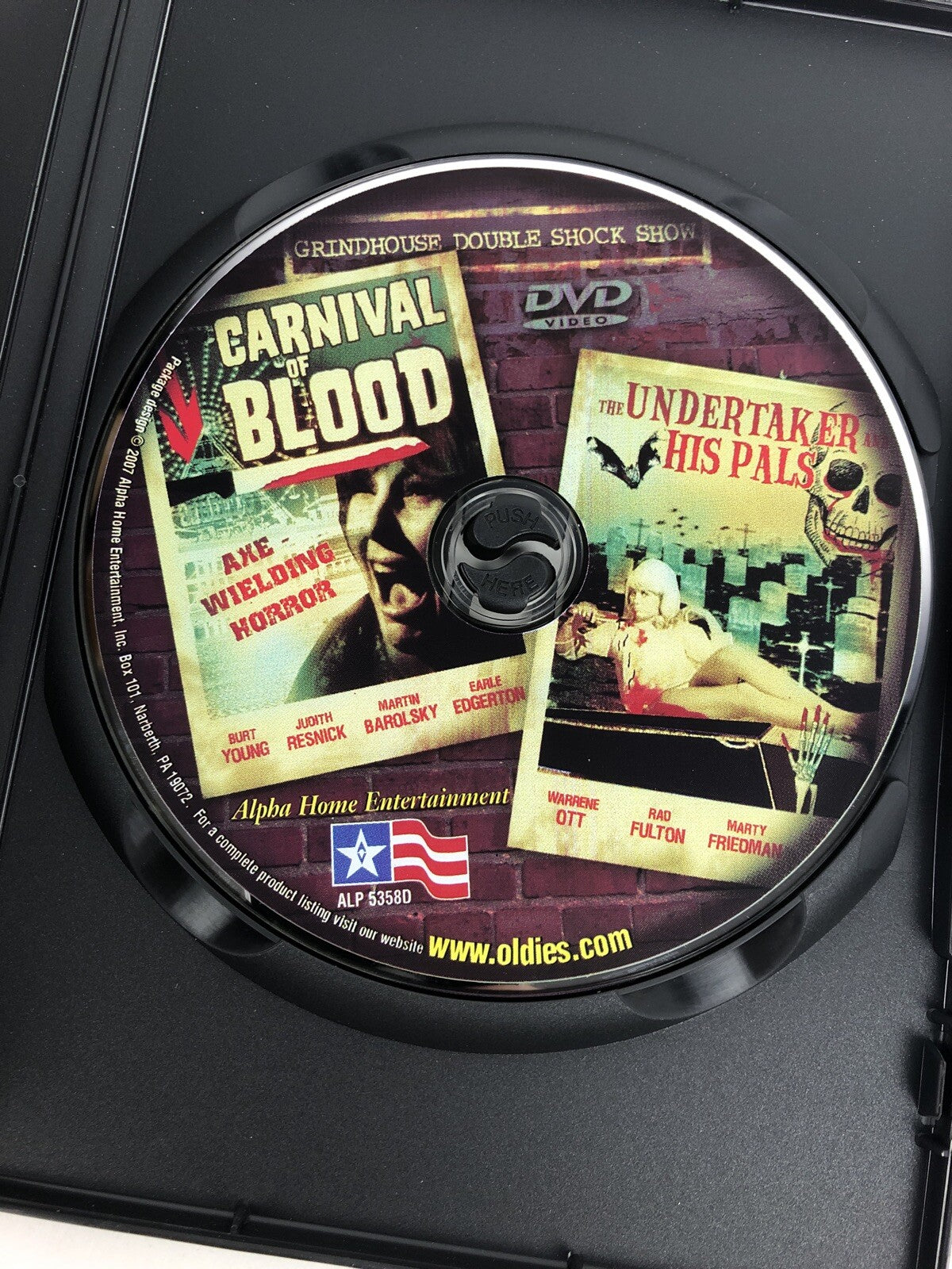 CARNIVAL OF BLOOD/UNDERTAKER & HIS PALS GRINDHOUSE DVD Mint Disc