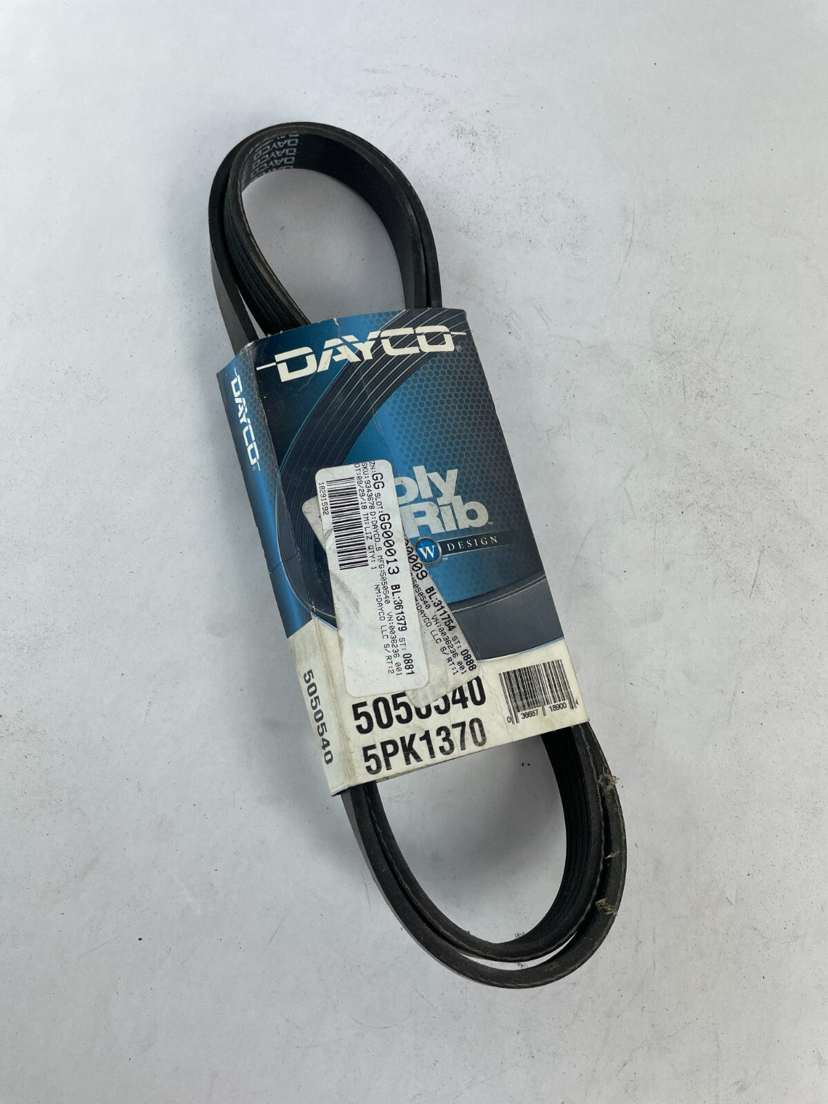 Dayco 5050540 5PK1370 poly rib serpentine belt OEM automotive engine accessory drive belt replacement A11