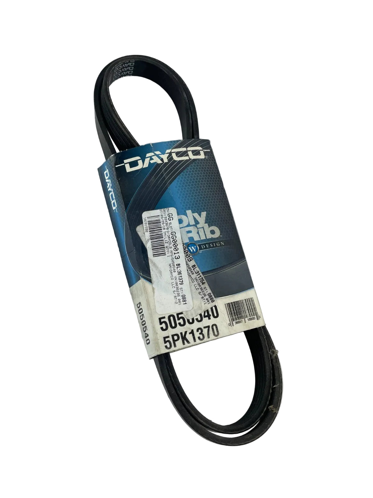 Dayco 5050540 5PK1370 poly rib serpentine belt OEM automotive engine accessory drive belt replacement A11