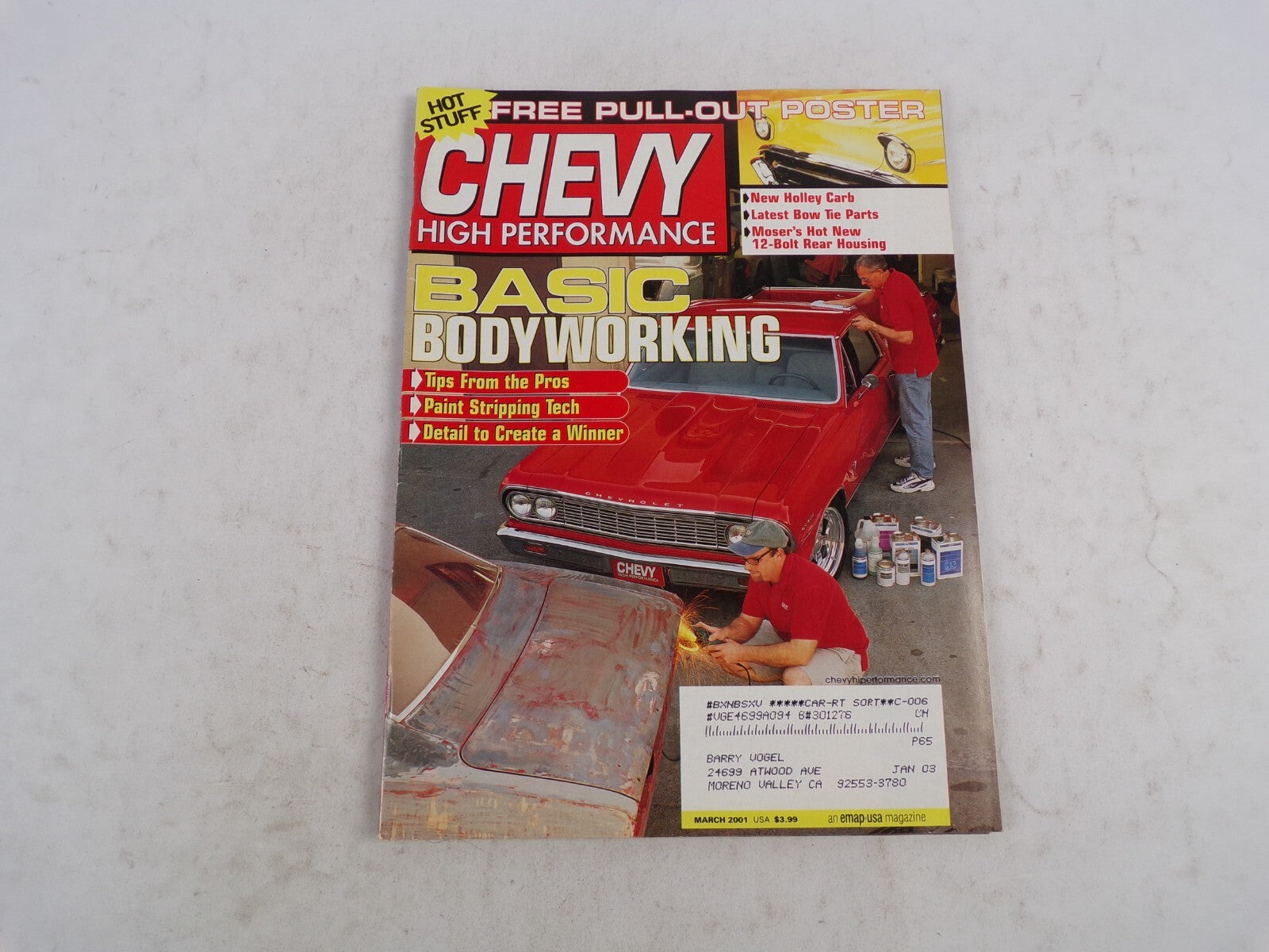 March 2001 Chevy High Performance Basic Body Working Free Pull-Out Poster Hot