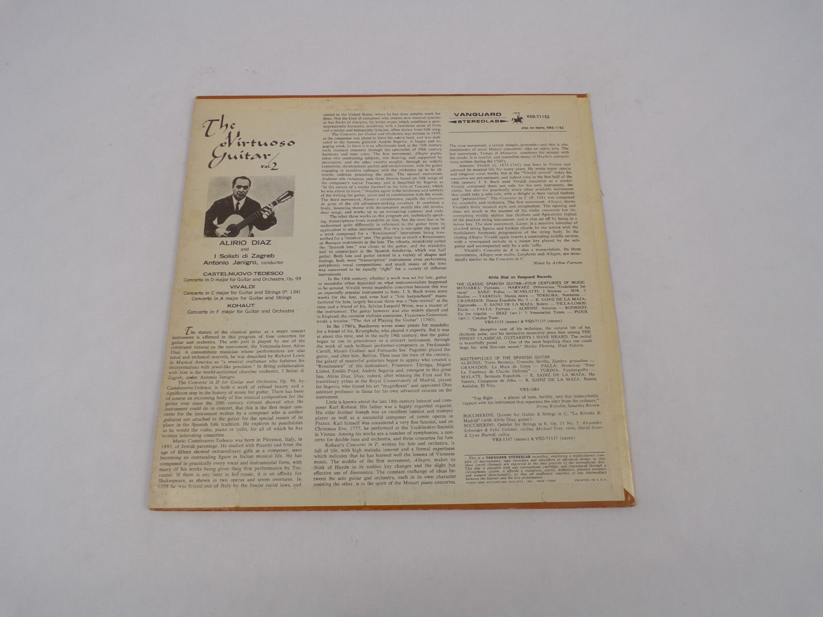 The Virtuoso Guitar Vol.2 Castelnuovo Tedesco Vivaldi Allegro Vinyl Record