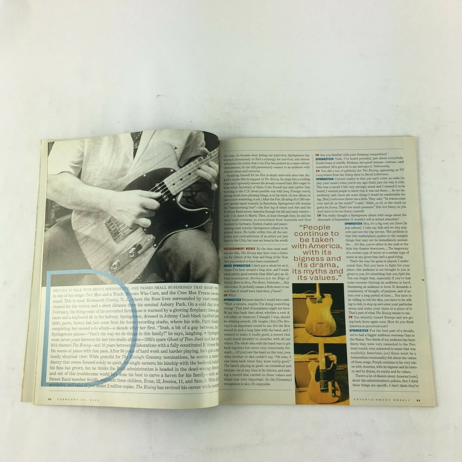 February 2003 Entertainment Weekly Springsteen Talks Will Ferrell