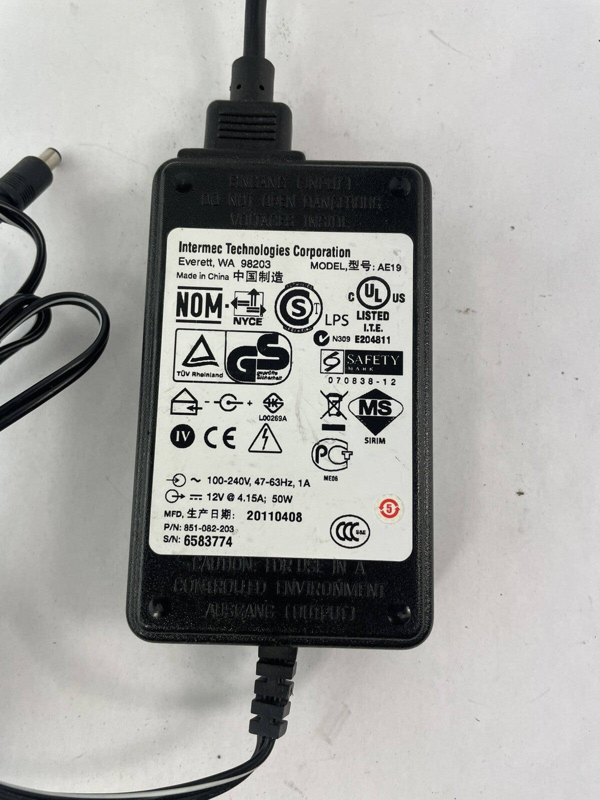 Intermec AE19 073573 851-082-003 Power Supply Charger Ac Adapter 12V 4.15A 50W