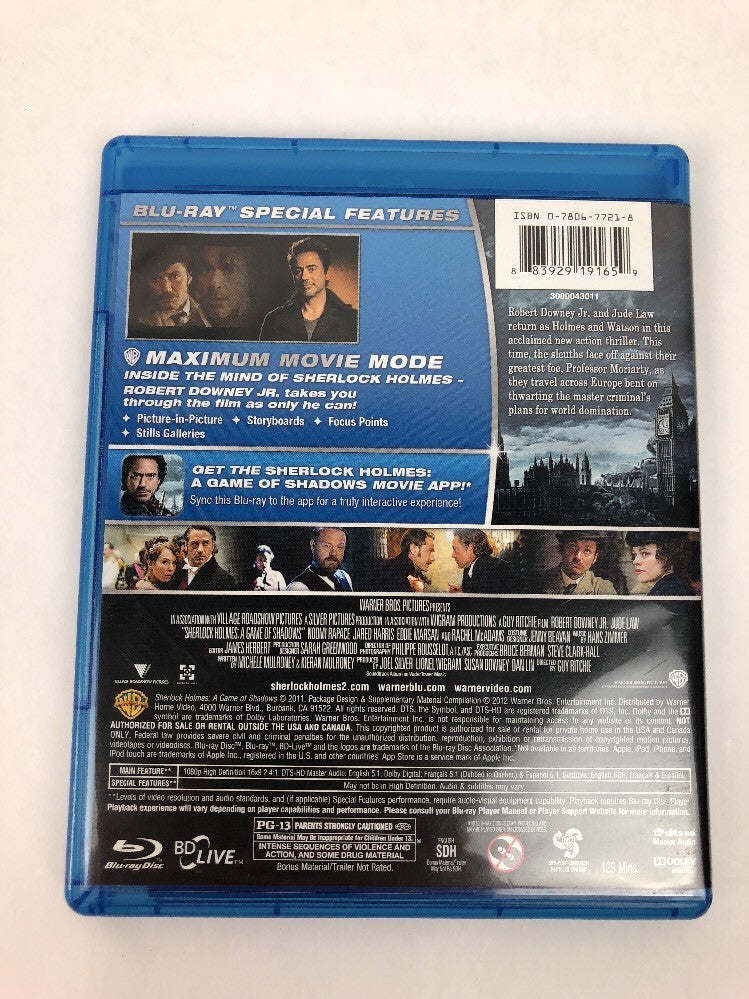 Sherlock Holmes A GAME OF SHADOWS Blu-Ray Disc + DVD Fast Free Shipping