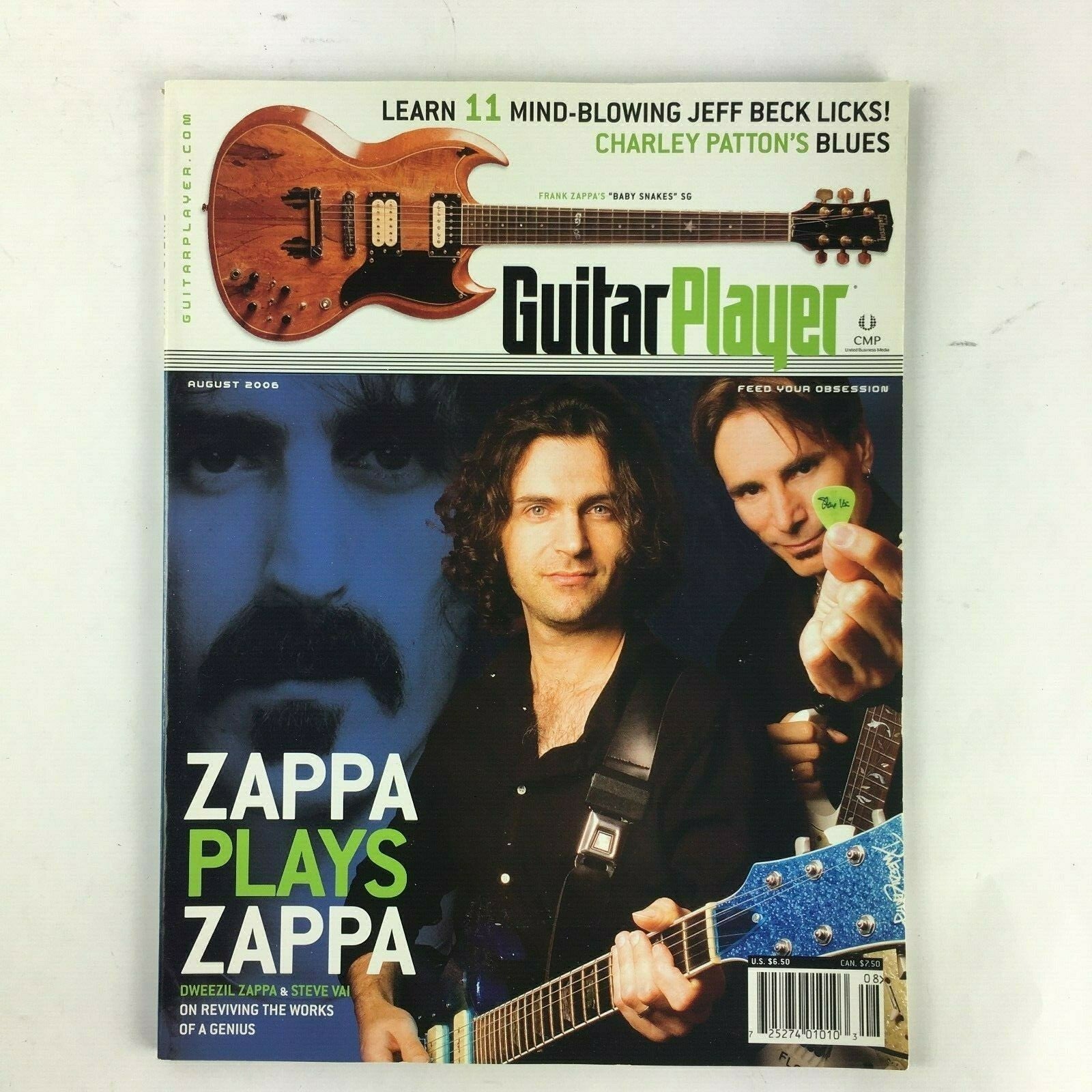 August 2006 Guitar Player Magazine Zappa Plays Zappa Jeff Beck Charley Pattons